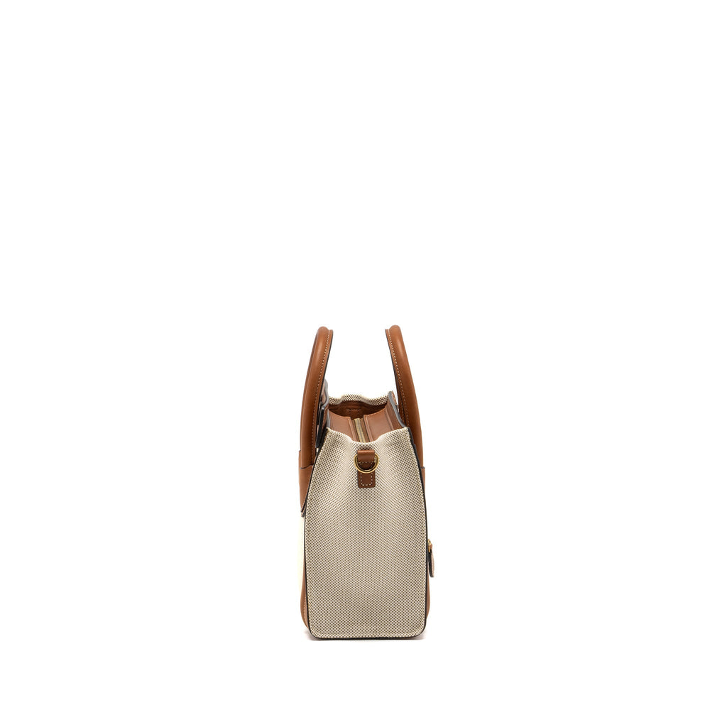 NANO LUGGAGE BAG CANVAS/LEATHER TAN/WHITE GHW