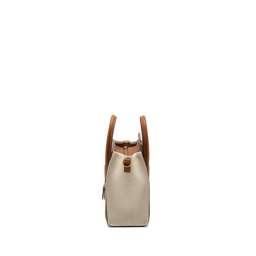 NANO LUGGAGE BAG CANVAS/LEATHER TAN/WHITE GHW