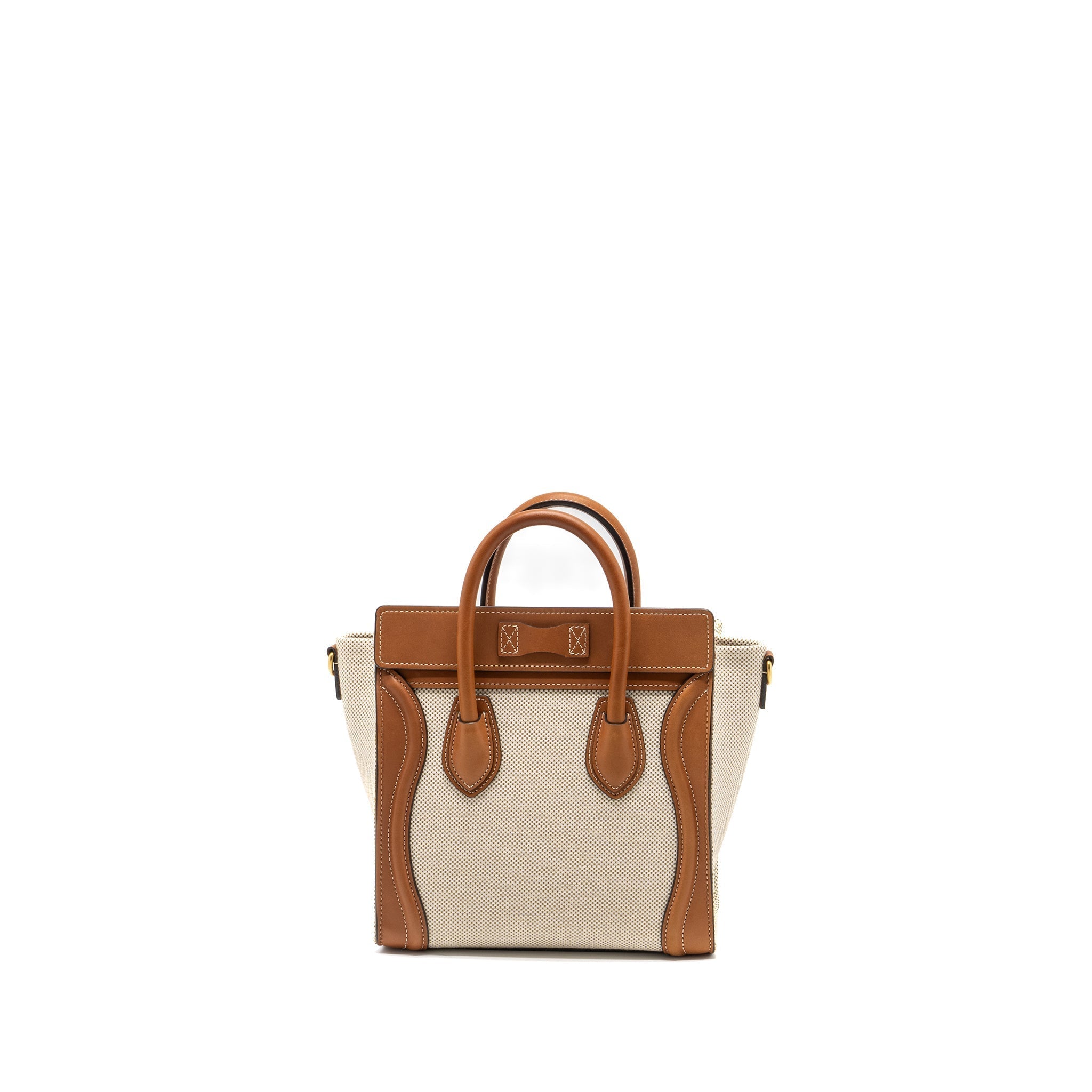 NANO LUGGAGE BAG CANVAS/LEATHER TAN/WHITE GHW