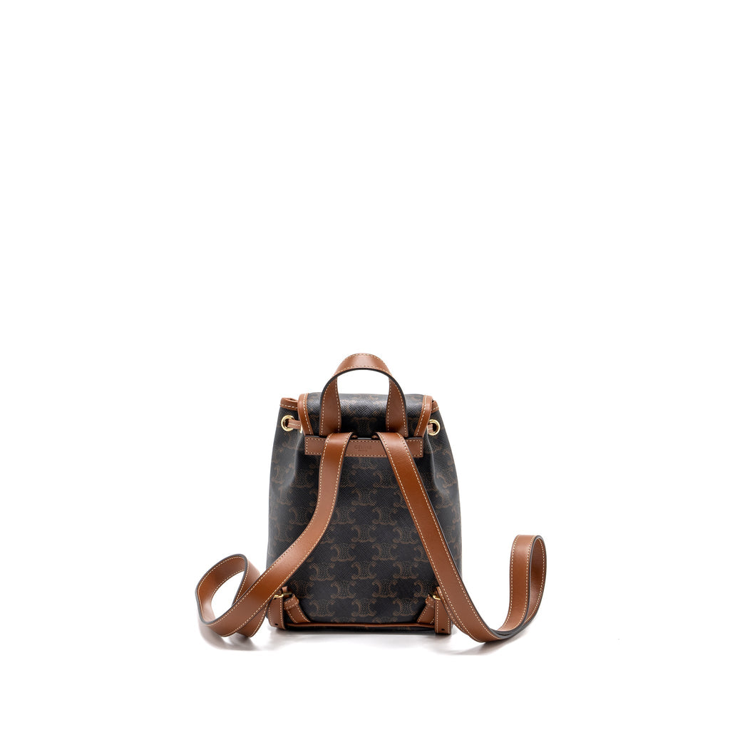 MINI BACKPACK FOLCO TRIOMPHE CANVAS CALFSKIN TAN GHW