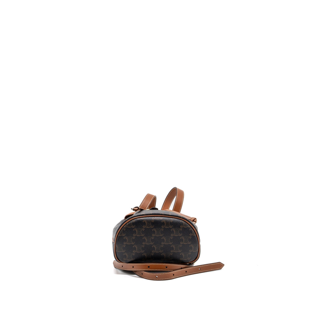 MINI BACKPACK FOLCO TRIOMPHE CANVAS CALFSKIN TAN GHW