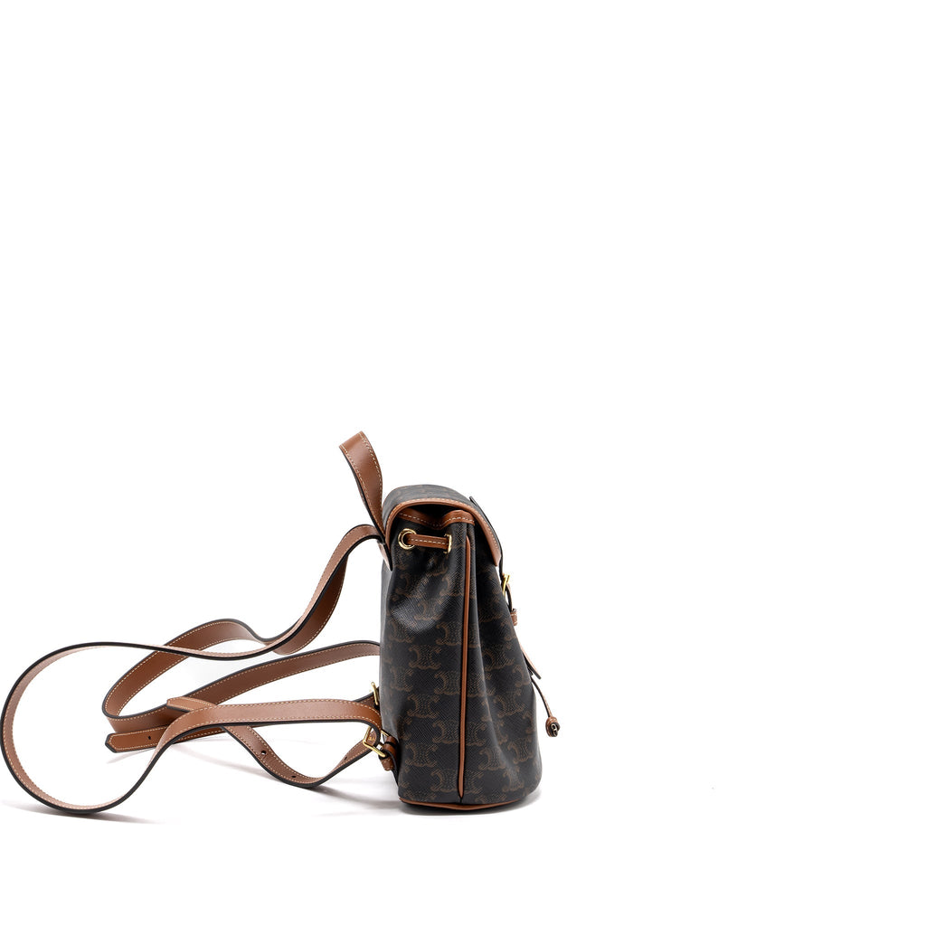 MINI BACKPACK FOLCO TRIOMPHE CANVAS CALFSKIN TAN GHW