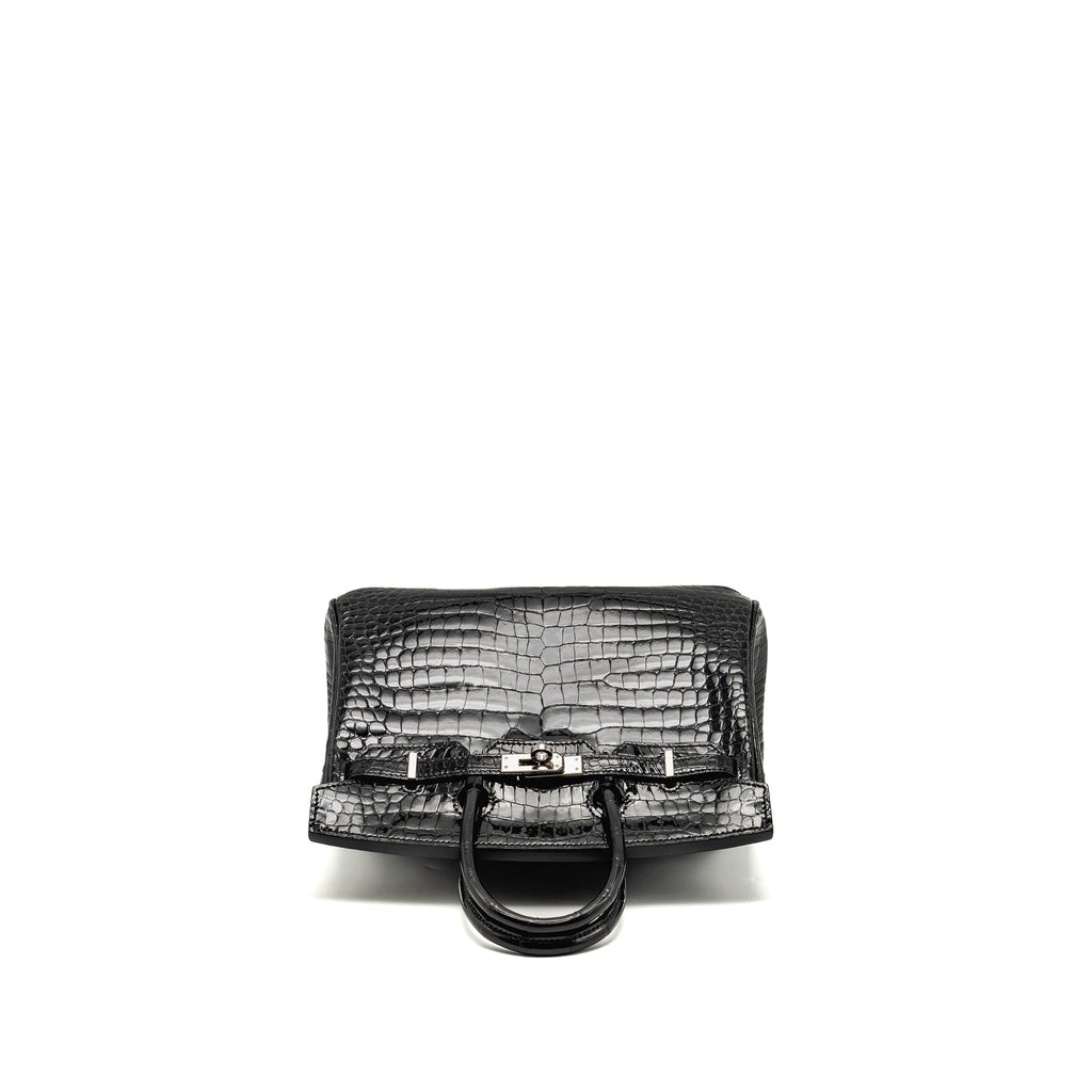 HERMES BIRKIN 25 SHINY CROCODILE POROSUS BLACK SHW