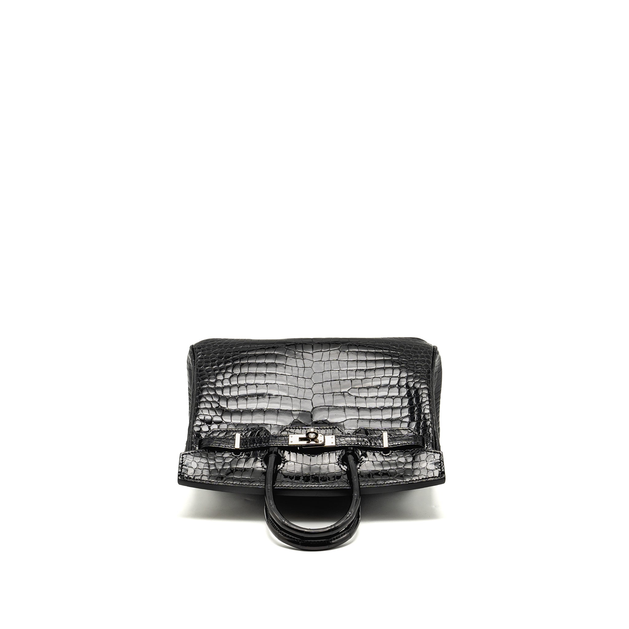 HERMES BIRKIN 25 SHINY CROCODILE POROSUS BLACK SHW