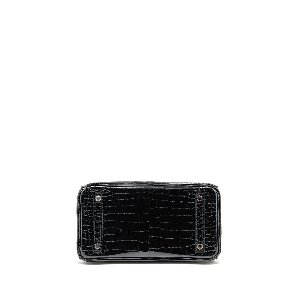 HERMES BIRKIN 25 SHINY CROCODILE POROSUS BLACK SHW