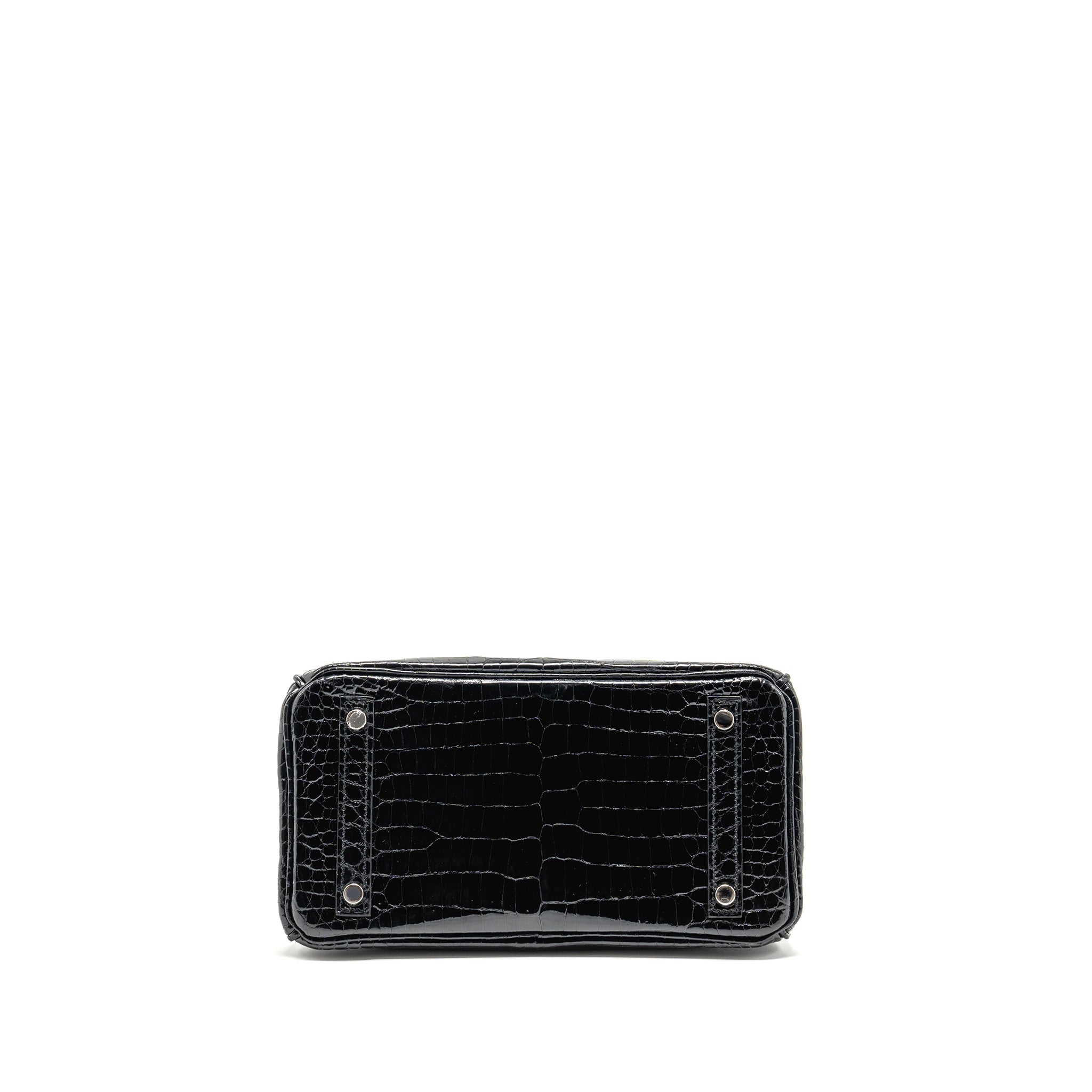 HERMES BIRKIN 25 SHINY CROCODILE POROSUS BLACK SHW