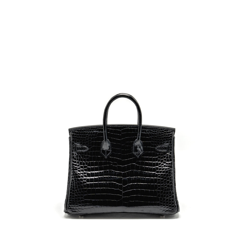 HERMES BIRKIN 25 SHINY CROCODILE POROSUS BLACK SHW