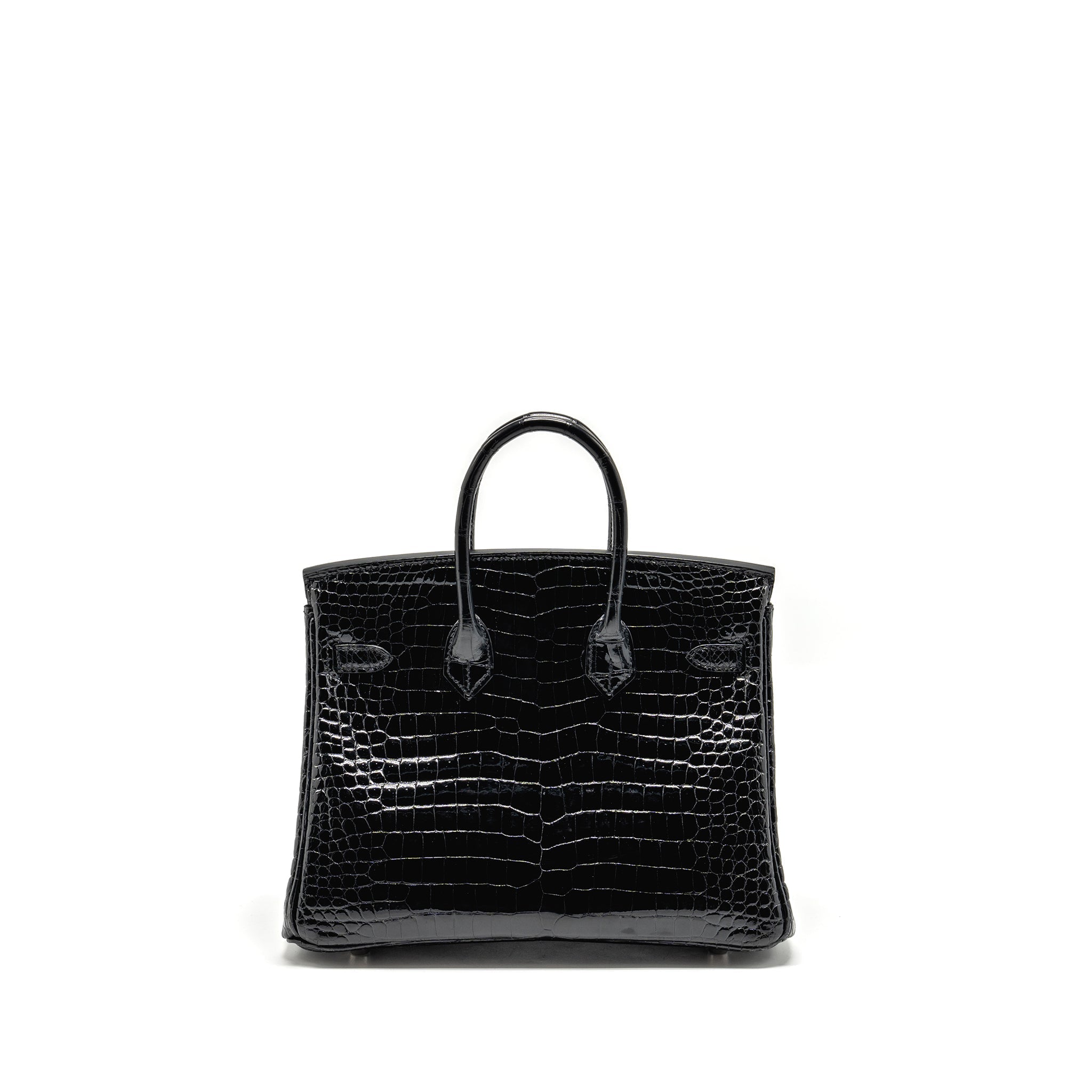 HERMES BIRKIN 25 SHINY CROCODILE POROSUS BLACK SHW