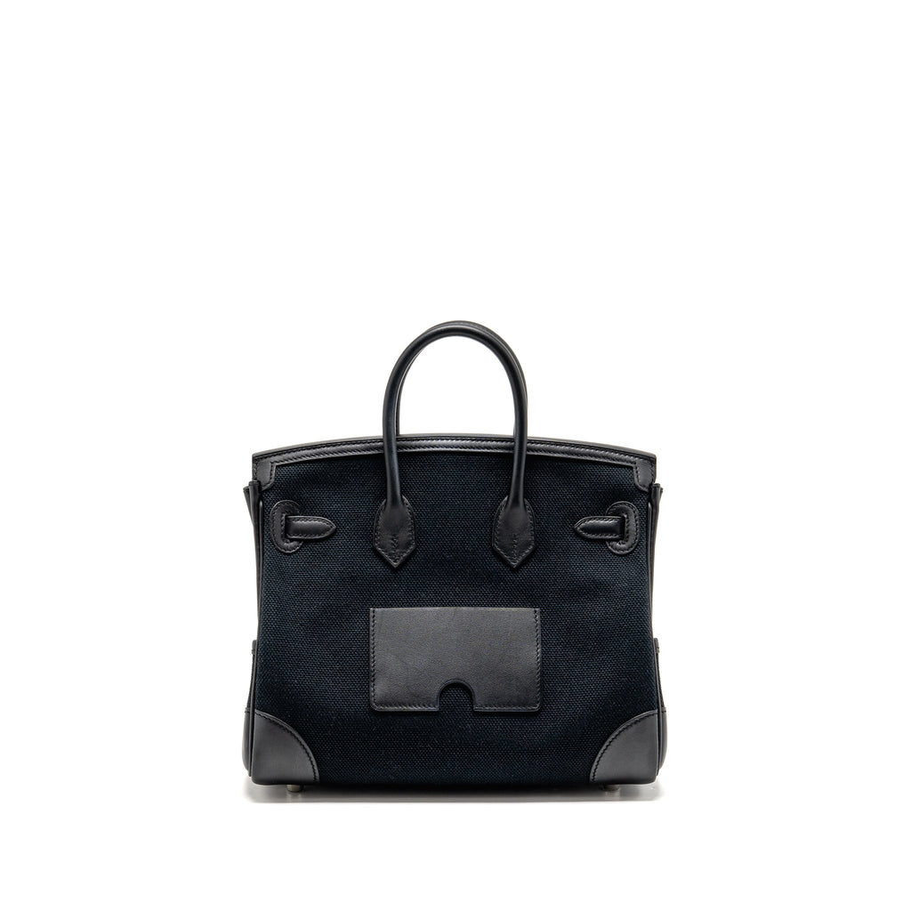 HERMES BIRKIN 25 CARGO TOILE GOELAND/SWIFT BLACK SHW