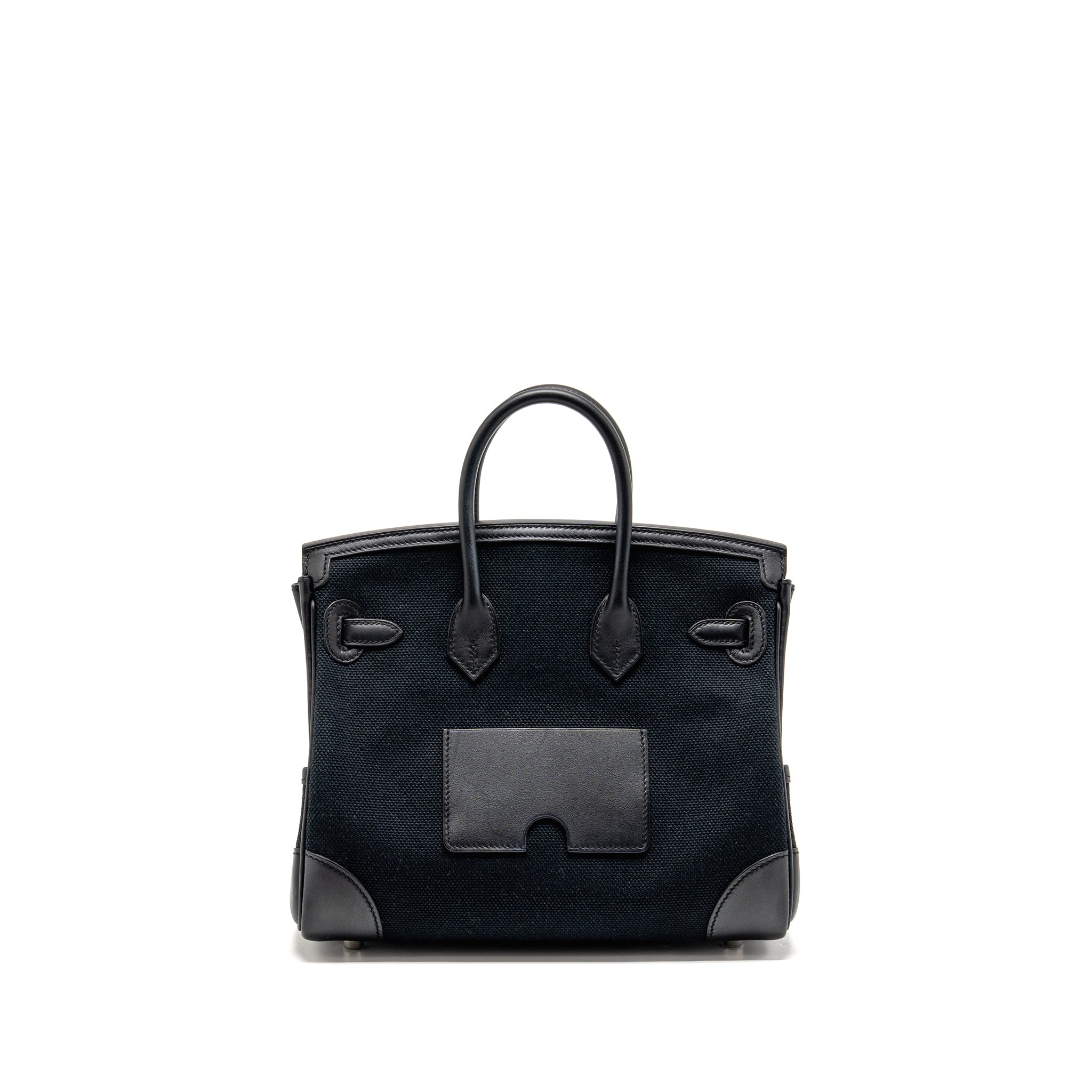 HERMES BIRKIN 25 CARGO TOILE GOELAND/SWIFT BLACK SHW