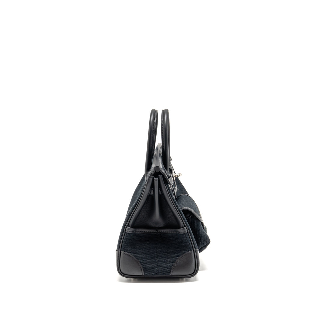 HERMES BIRKIN 25 CARGO TOILE GOELAND/SWIFT BLACK SHW