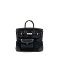 HERMES BIRKIN 25 CARGO TOILE GOELAND/SWIFT BLACK SHW