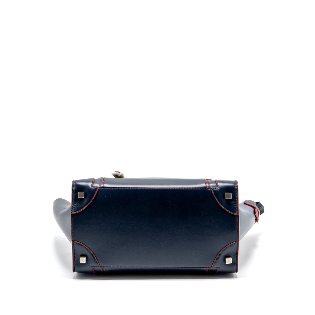 LUGGAGE TOTE BAG CALFSKIN BLUE/RED SHW