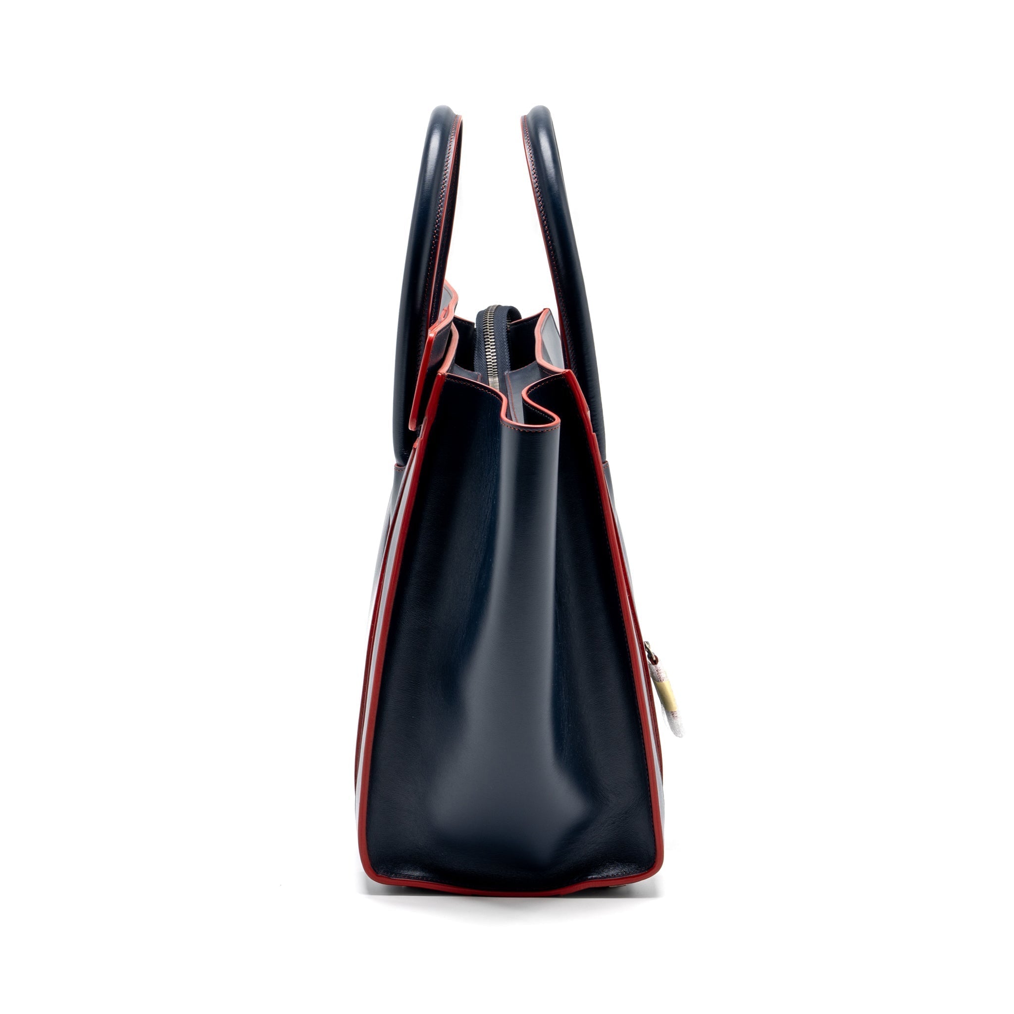 LUGGAGE TOTE BAG CALFSKIN BLUE/RED SHW