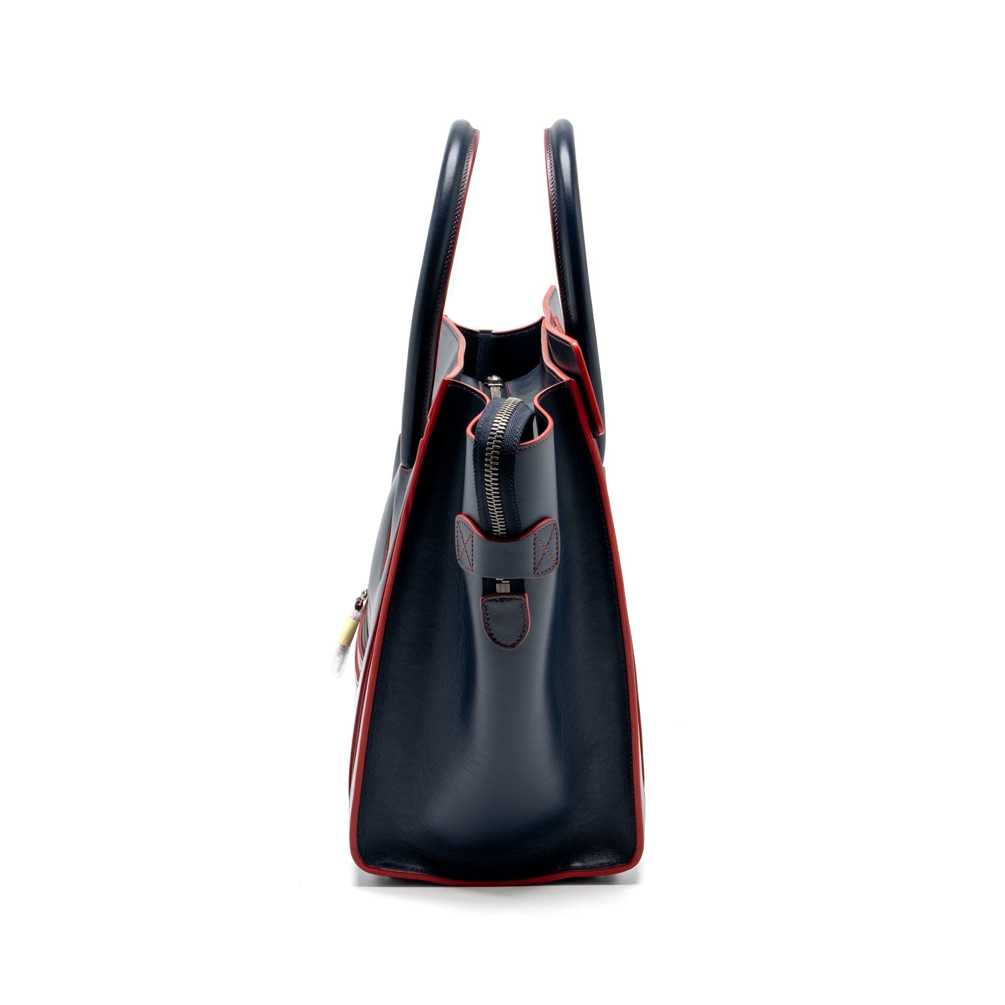 LUGGAGE TOTE BAG CALFSKIN BLUE/RED SHW
