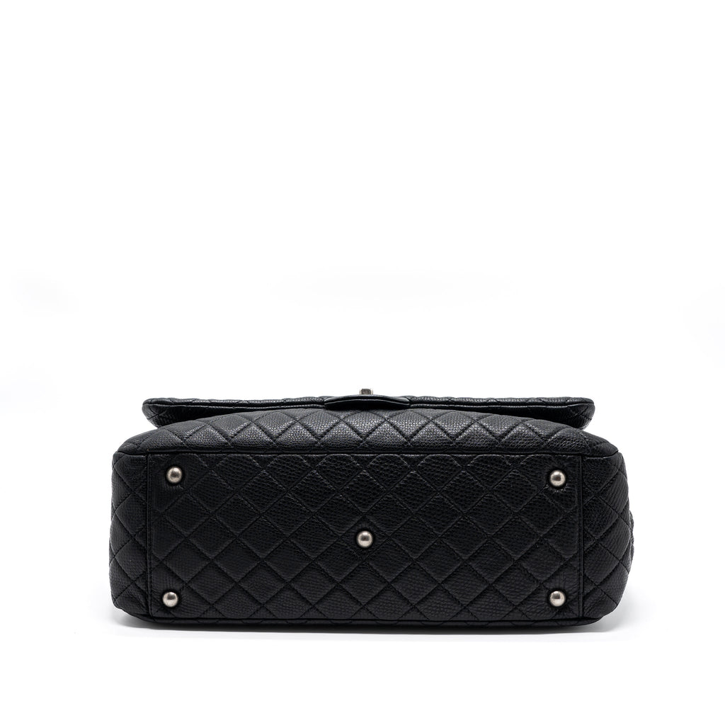 XXL CLASSIC TRAVEL FLAP CALFSKIN BLACK RUTHENIUM HARDWARE