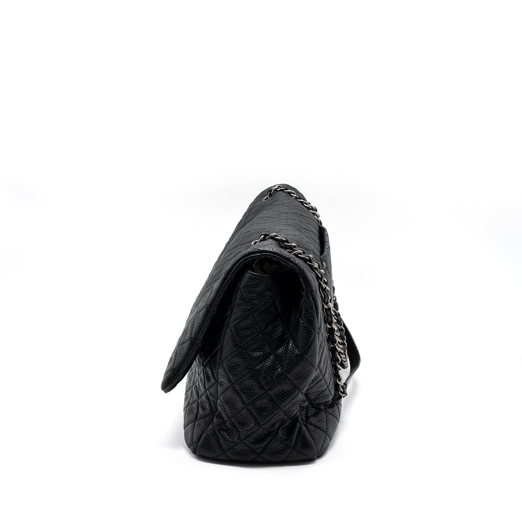 XXL CLASSIC TRAVEL FLAP CALFSKIN BLACK RUTHENIUM HARDWARE