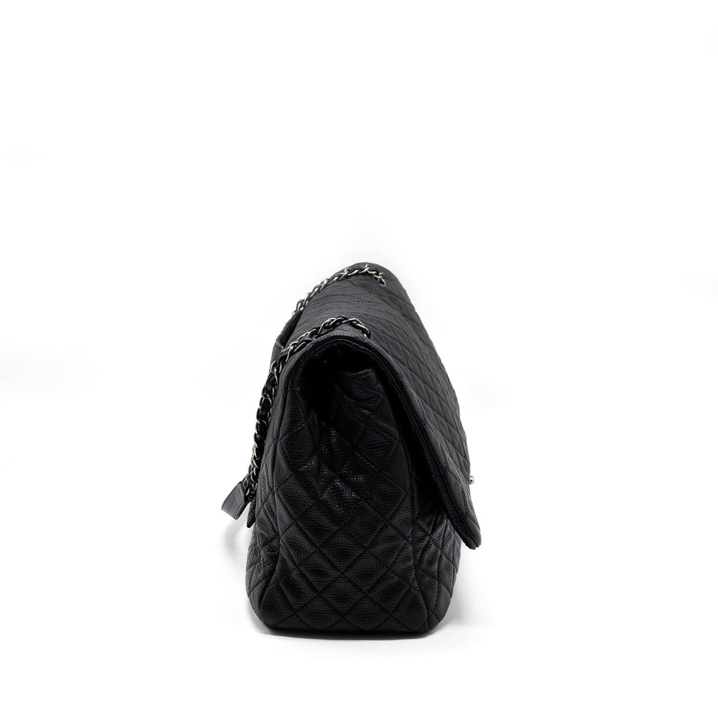 XXL CLASSIC TRAVEL FLAP CALFSKIN BLACK RUTHENIUM HARDWARE