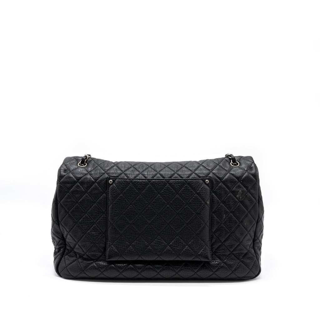 XXL CLASSIC TRAVEL FLAP CALFSKIN BLACK RUTHENIUM HARDWARE