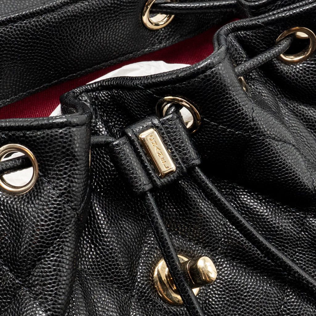 QUILTED MINI BACKPACK CAVIAR BLACK LGHW (MICROCHIP)