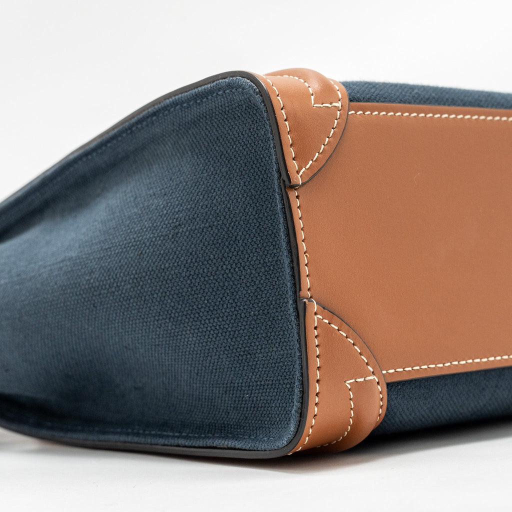 NANO LUGGAGE BAG CALFSKIN/DENIM TAN/NAVY GHW