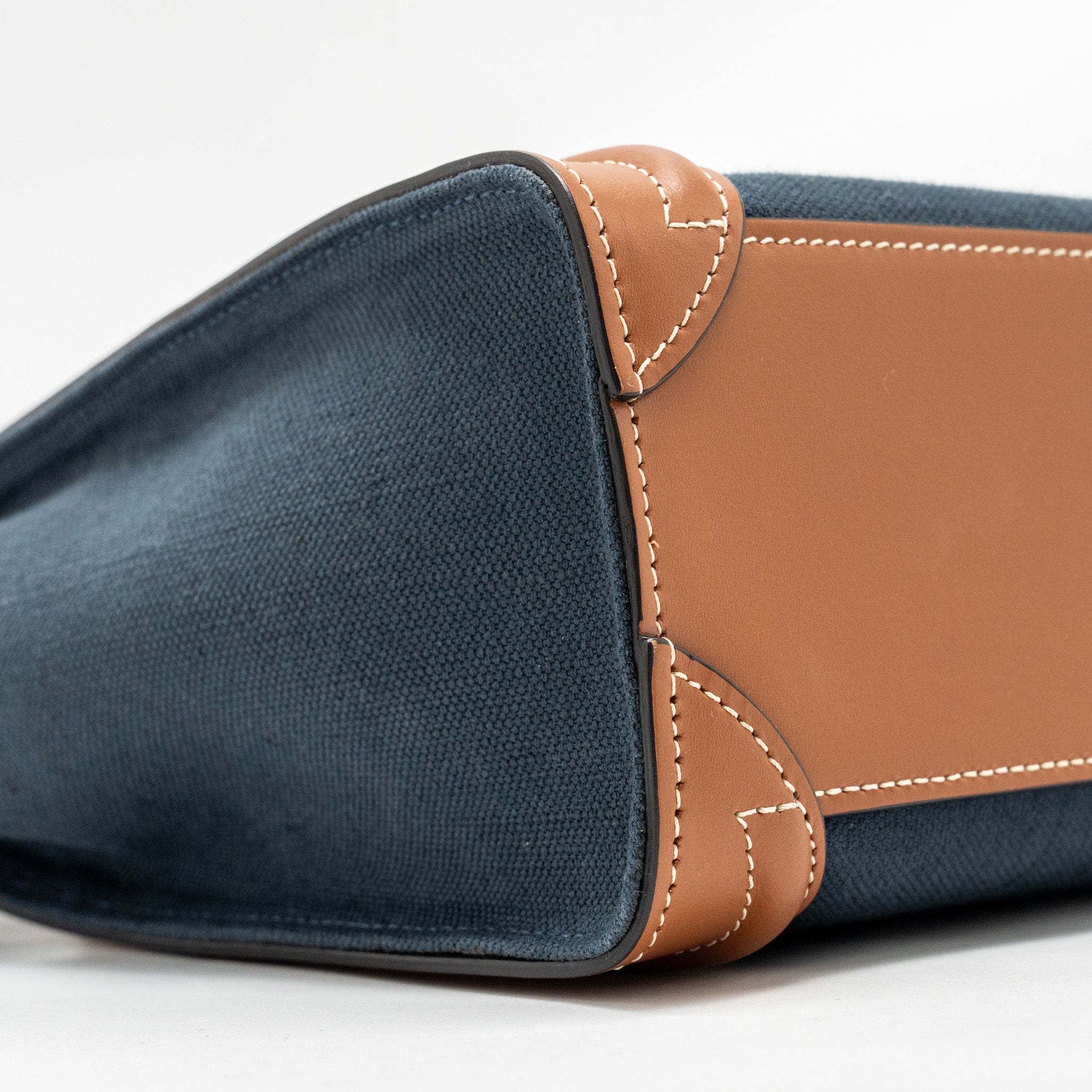 NANO LUGGAGE BAG CALFSKIN/DENIM TAN/NAVY GHW