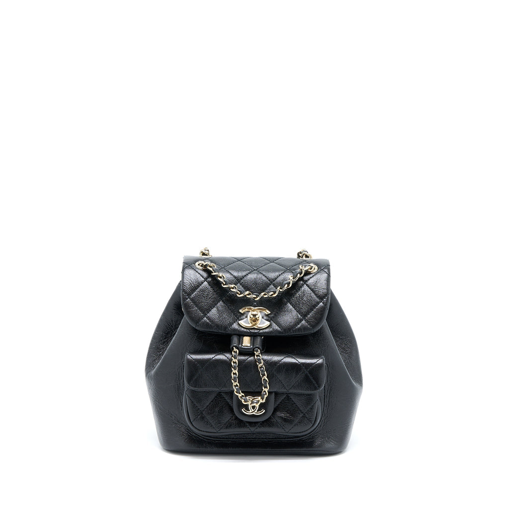 22C MINI DUMA BACKPACK AGED CALFSKIN BLACK LGHW (MICROCHIP)