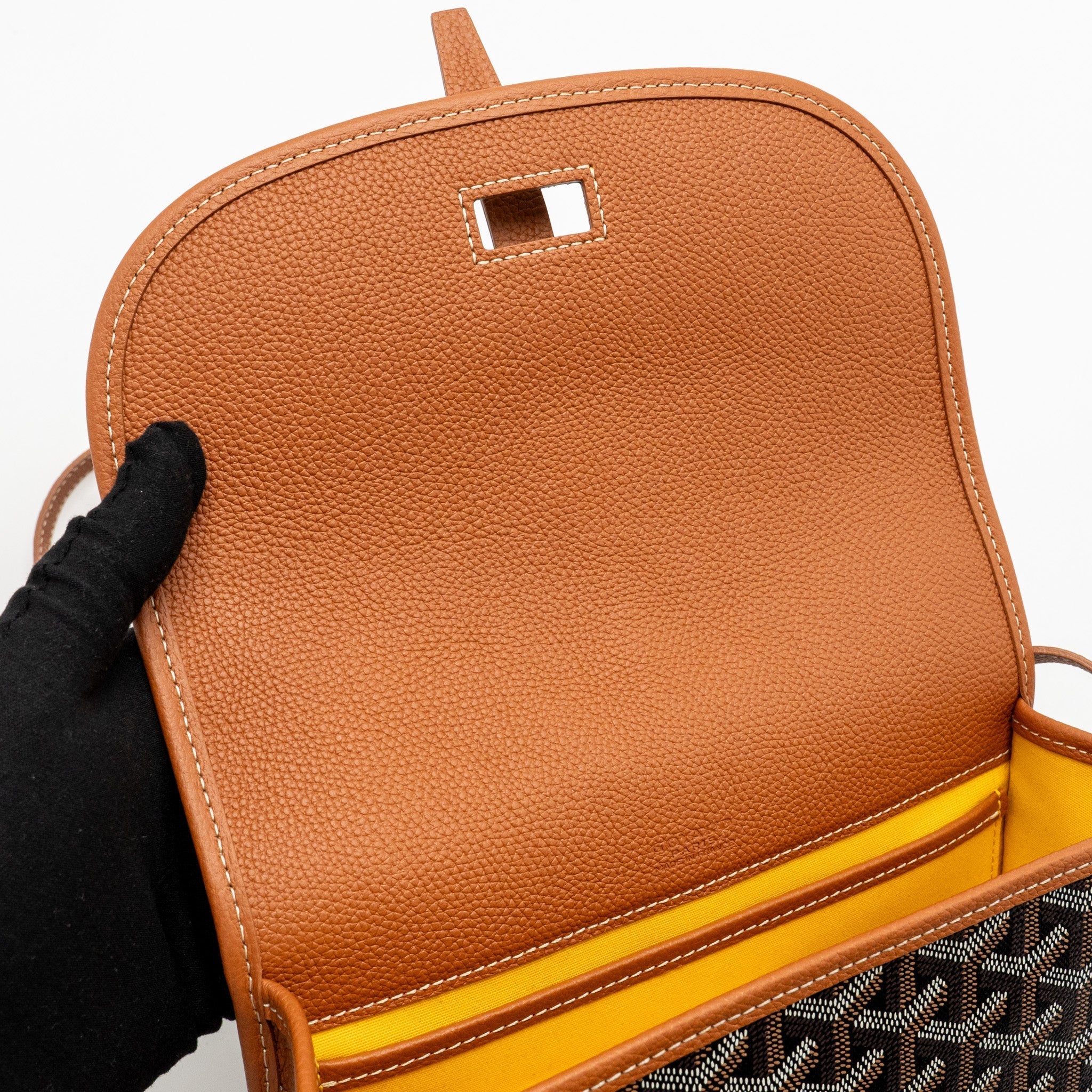 BELVEDERE PM MESSENGER BAG GOYARDINE CANVAS / CALFSKIN BLACK/TAN SHW