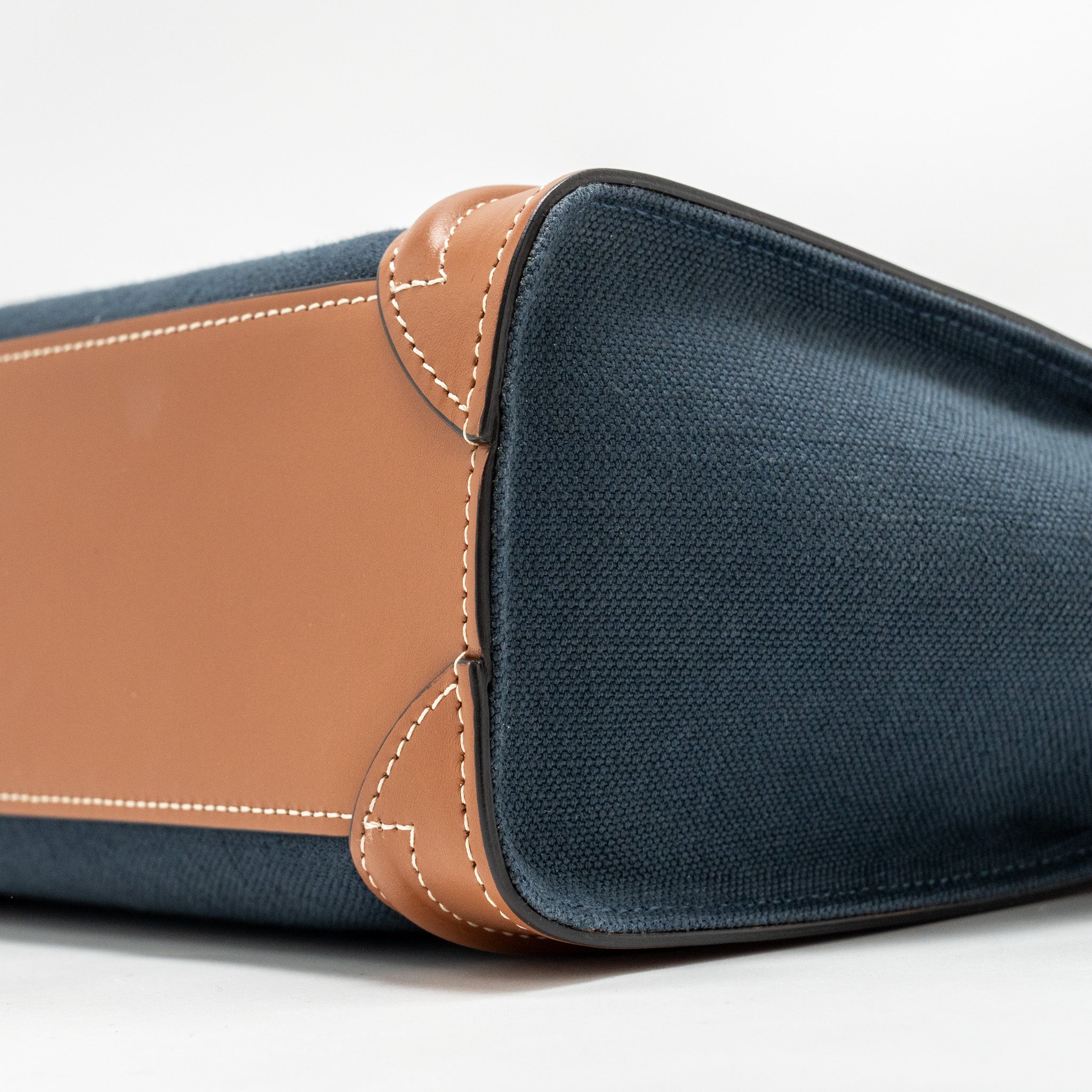 NANO LUGGAGE BAG CALFSKIN/DENIM TAN/NAVY GHW