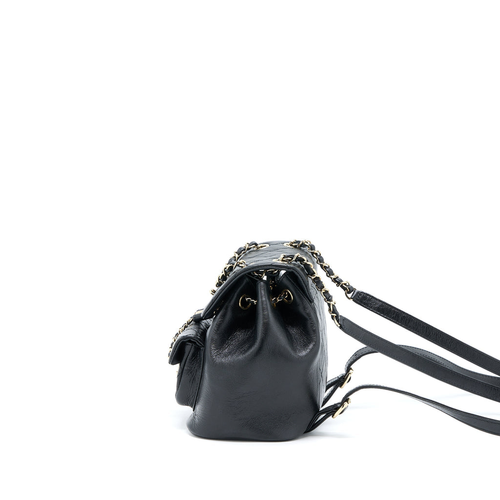 22C MINI DUMA BACKPACK AGED CALFSKIN BLACK LGHW (MICROCHIP)