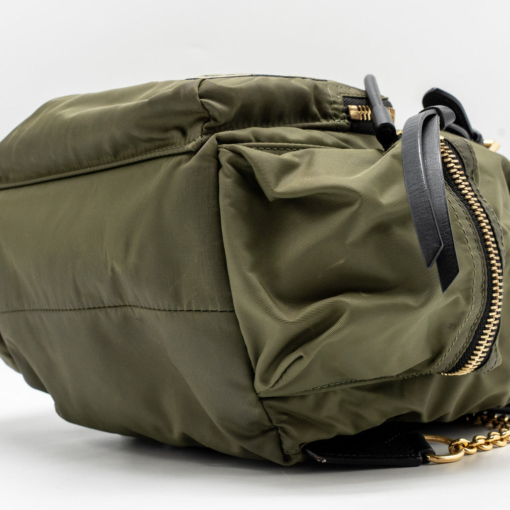 PATCHES RUCKSACK MEDIUM BACKPACK NYLON DARK GREEN GHW