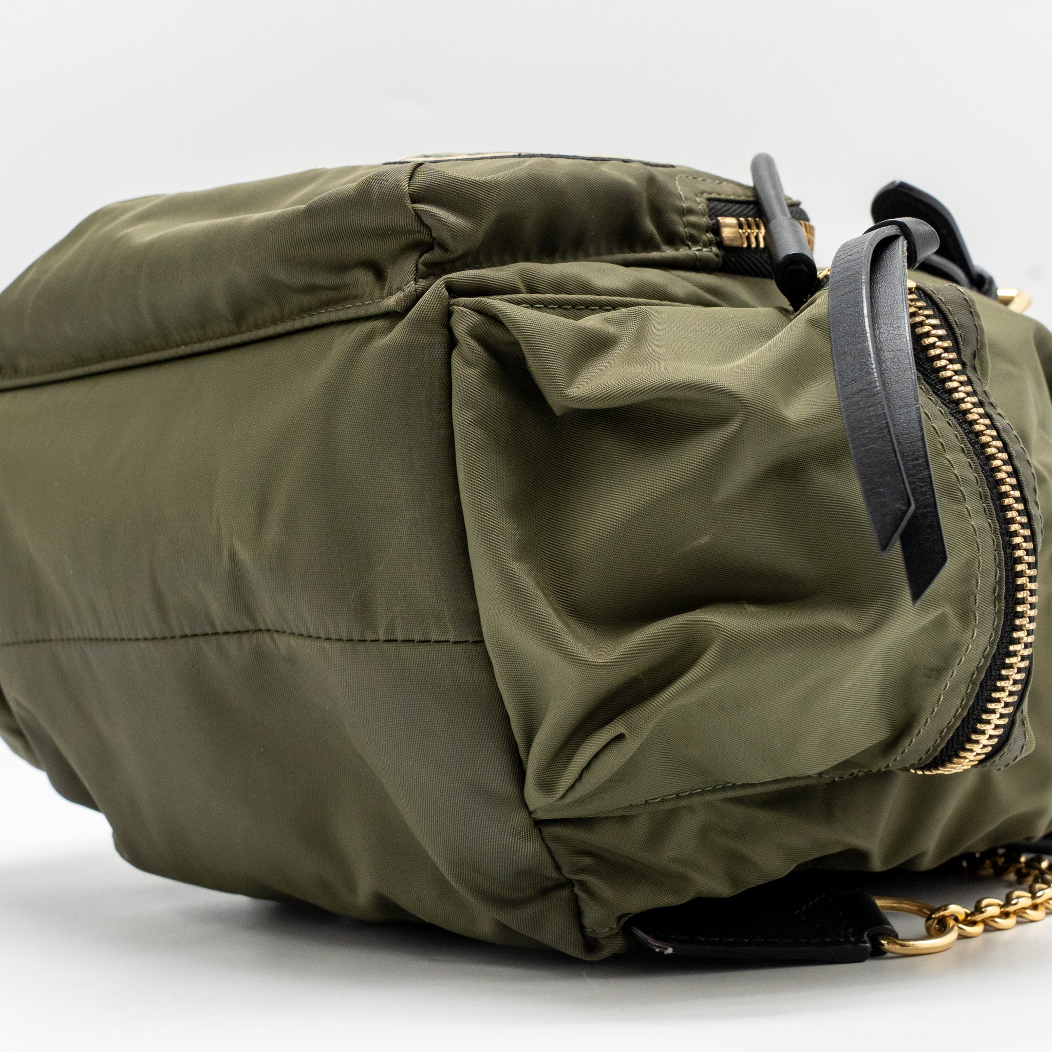 PATCHES RUCKSACK MEDIUM BACKPACK NYLON DARK GREEN GHW