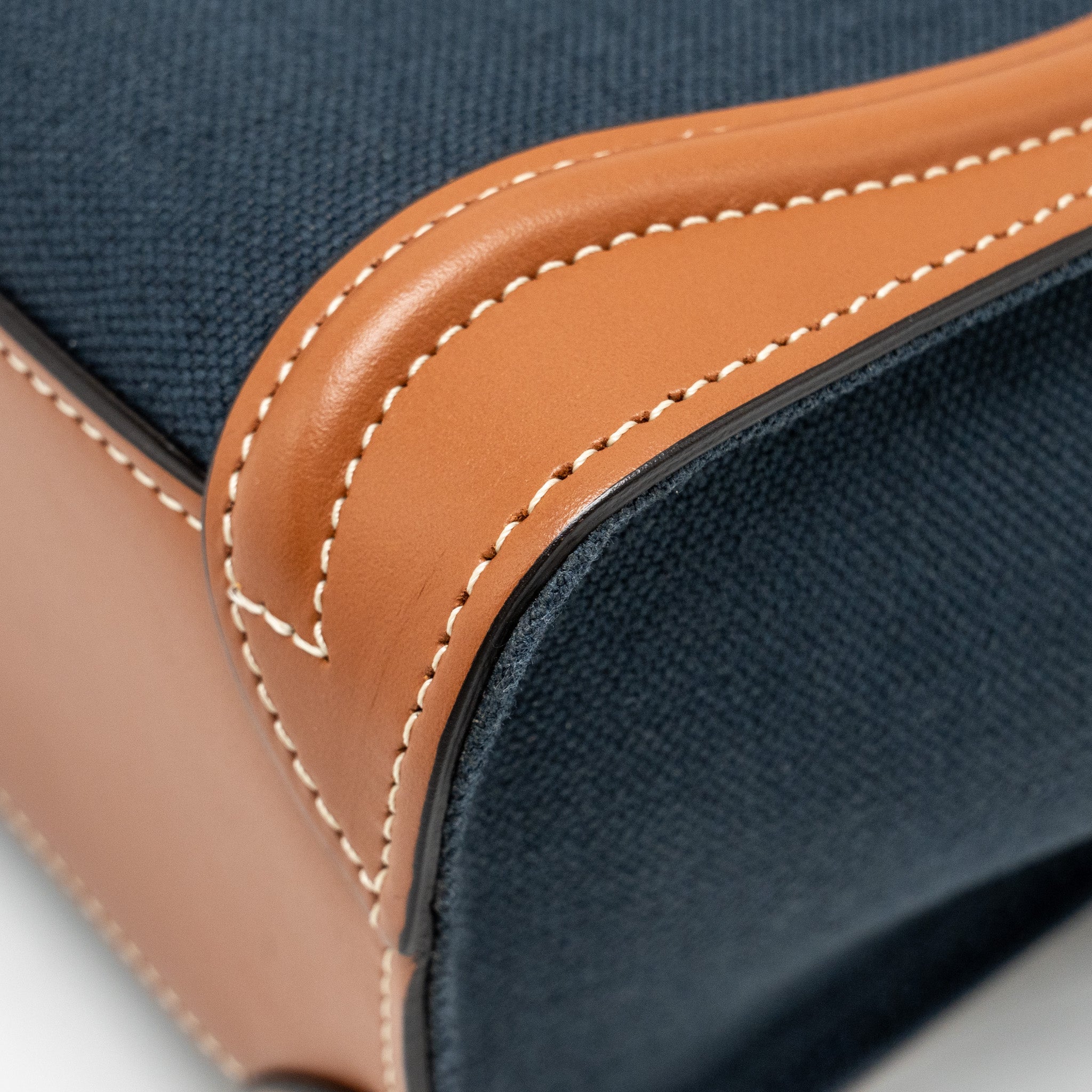 NANO LUGGAGE BAG CALFSKIN/DENIM TAN/NAVY GHW