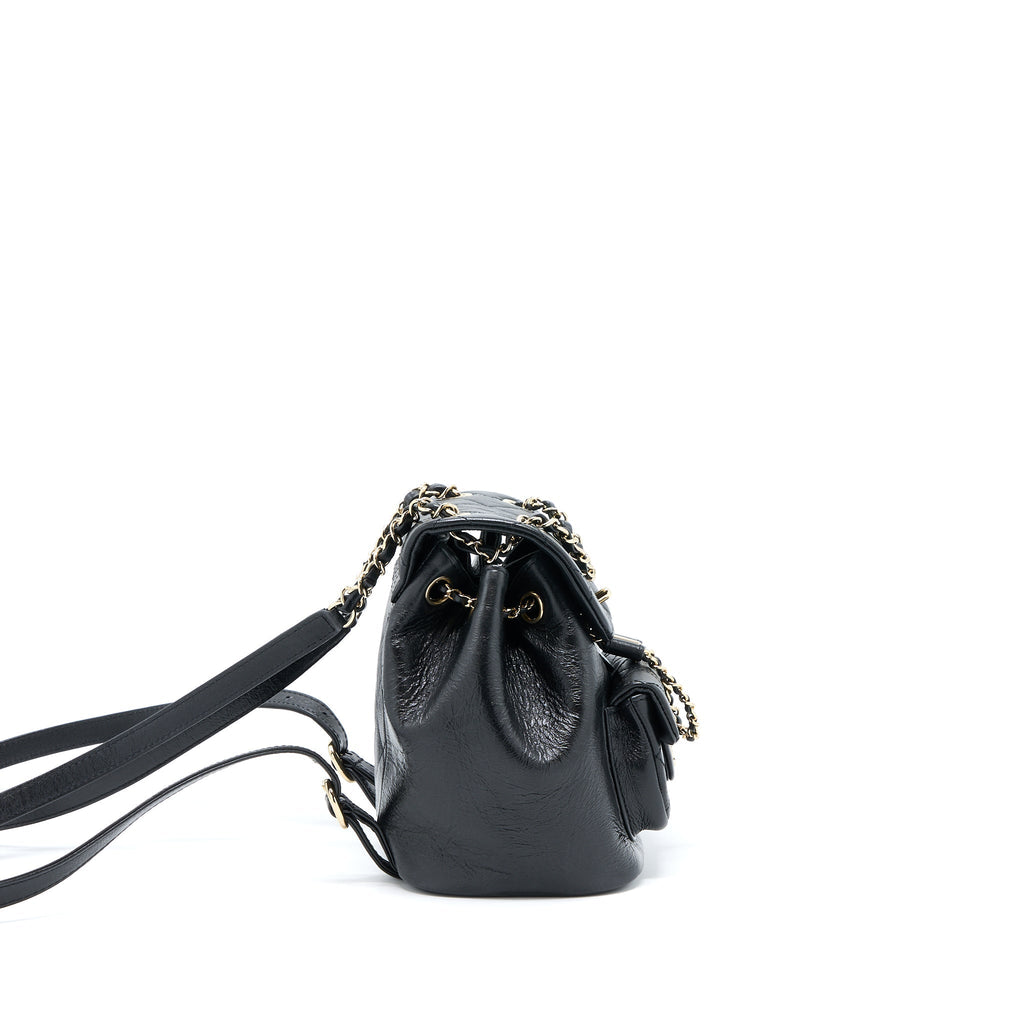 22C MINI DUMA BACKPACK AGED CALFSKIN BLACK LGHW (MICROCHIP)