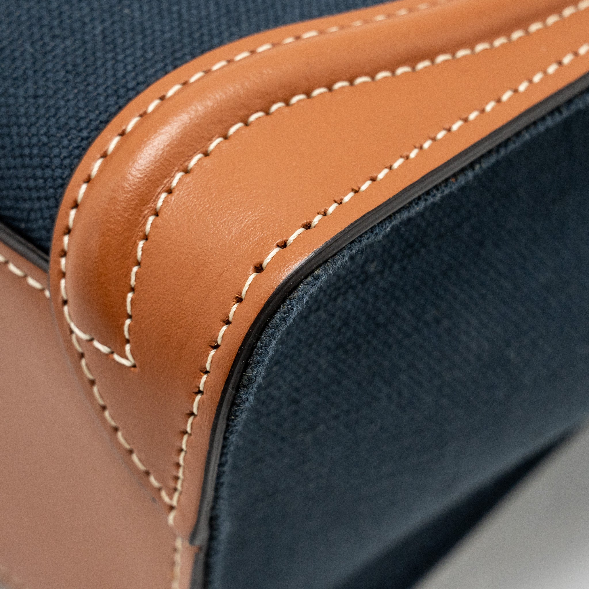 NANO LUGGAGE BAG CALFSKIN/DENIM TAN/NAVY GHW