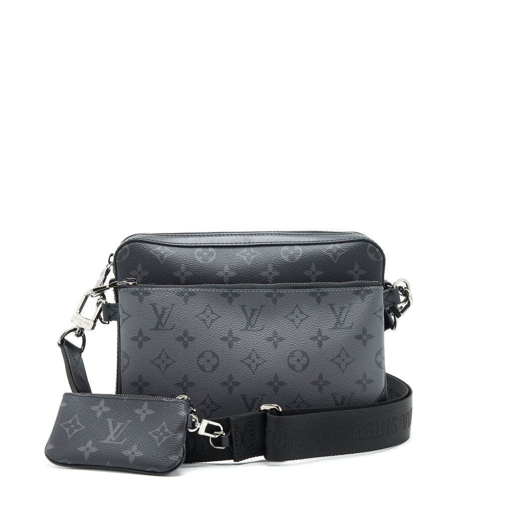 TRIO MESSENGER MONOGRAM ECLIPSE COATED CANVAS