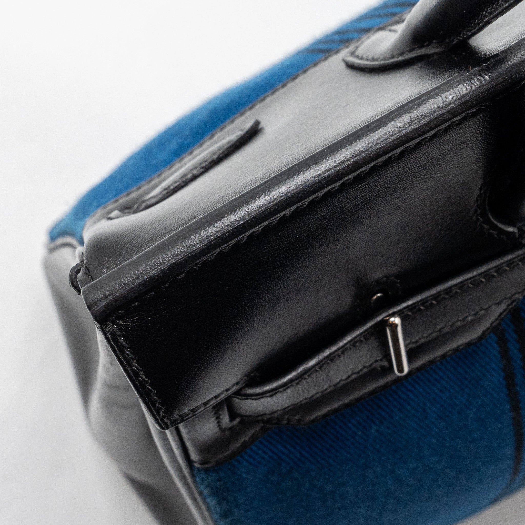 HERMES VINTAGE BIRKIN HAC 28 TOILE POTAMUS BLACK / BLUE SHW