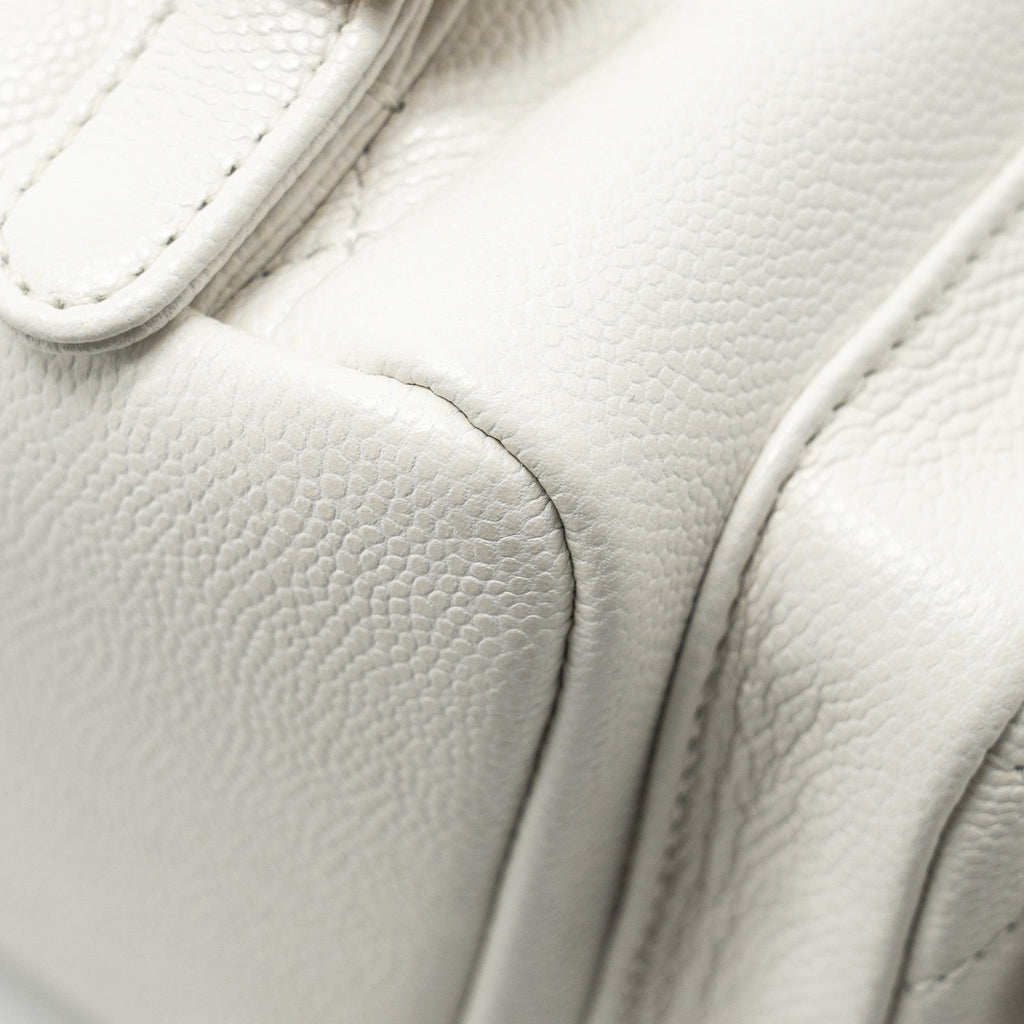 23K TRIPLE POCKET MINI BACKPACK CAVIAR WHITE LGHW (MICROCHIP)