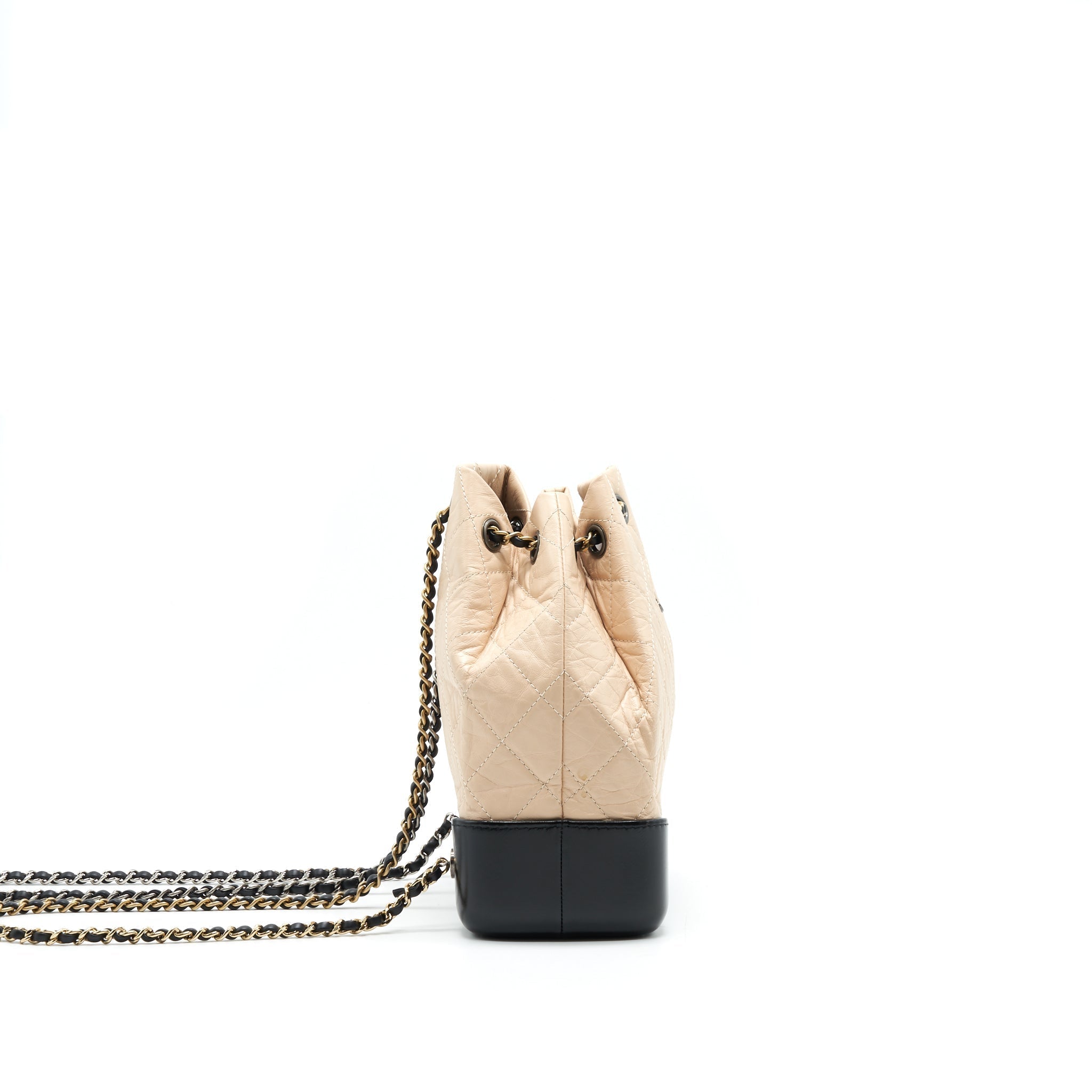 GABRIELLE BACKPACK IN AGED CALFSKIN QUILTED LEATHER BEIGE