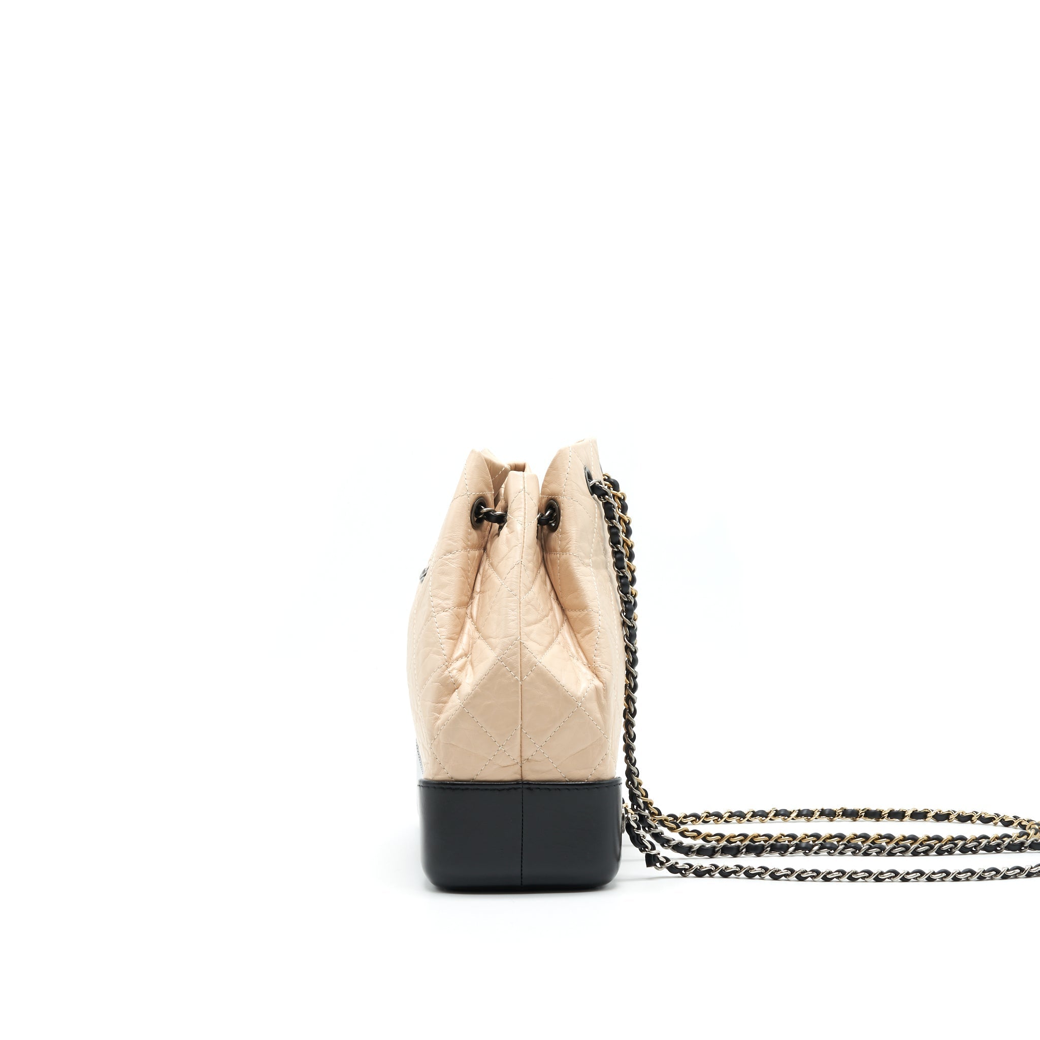 GABRIELLE BACKPACK IN AGED CALFSKIN QUILTED LEATHER BEIGE