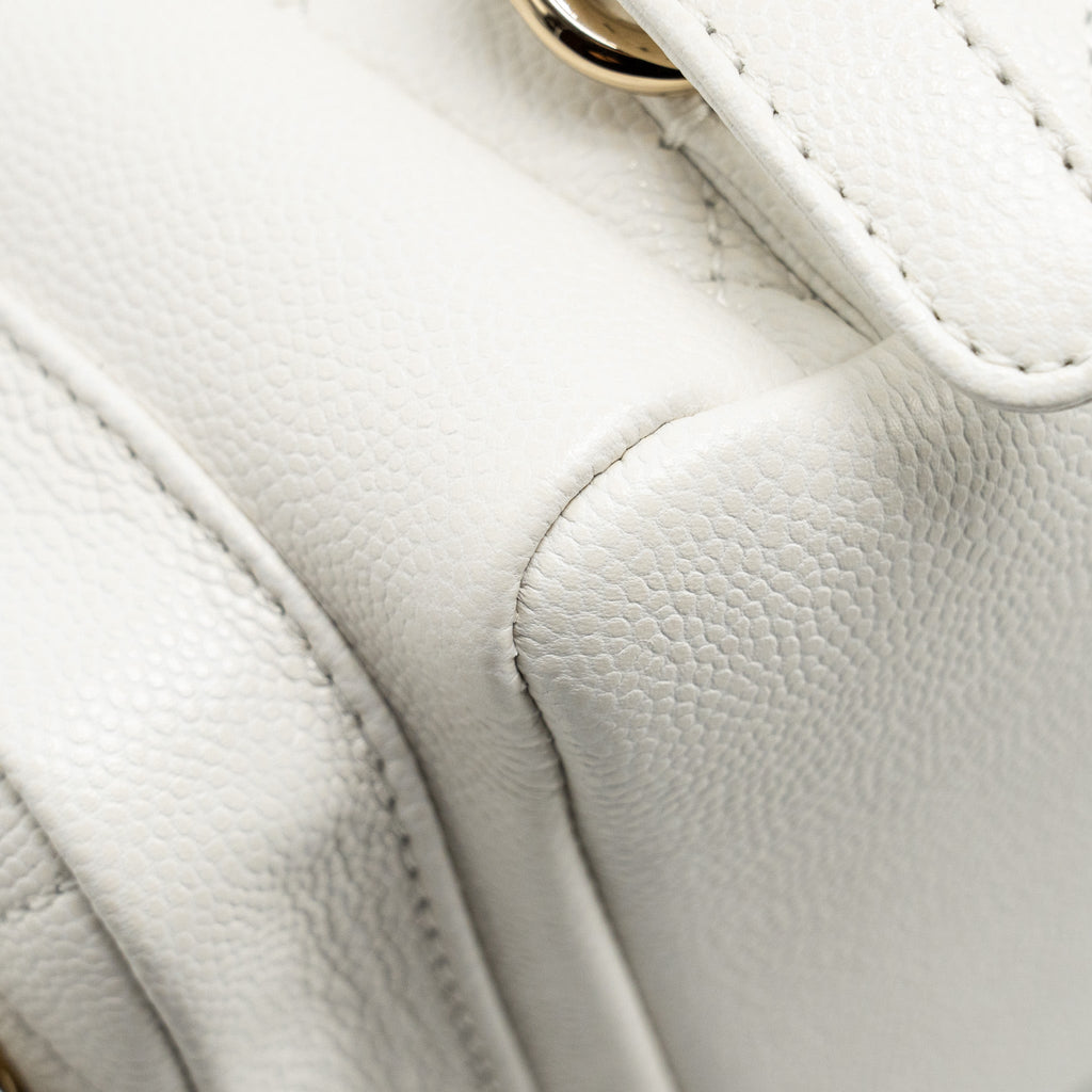 23K TRIPLE POCKET MINI BACKPACK CAVIAR WHITE LGHW (MICROCHIP)