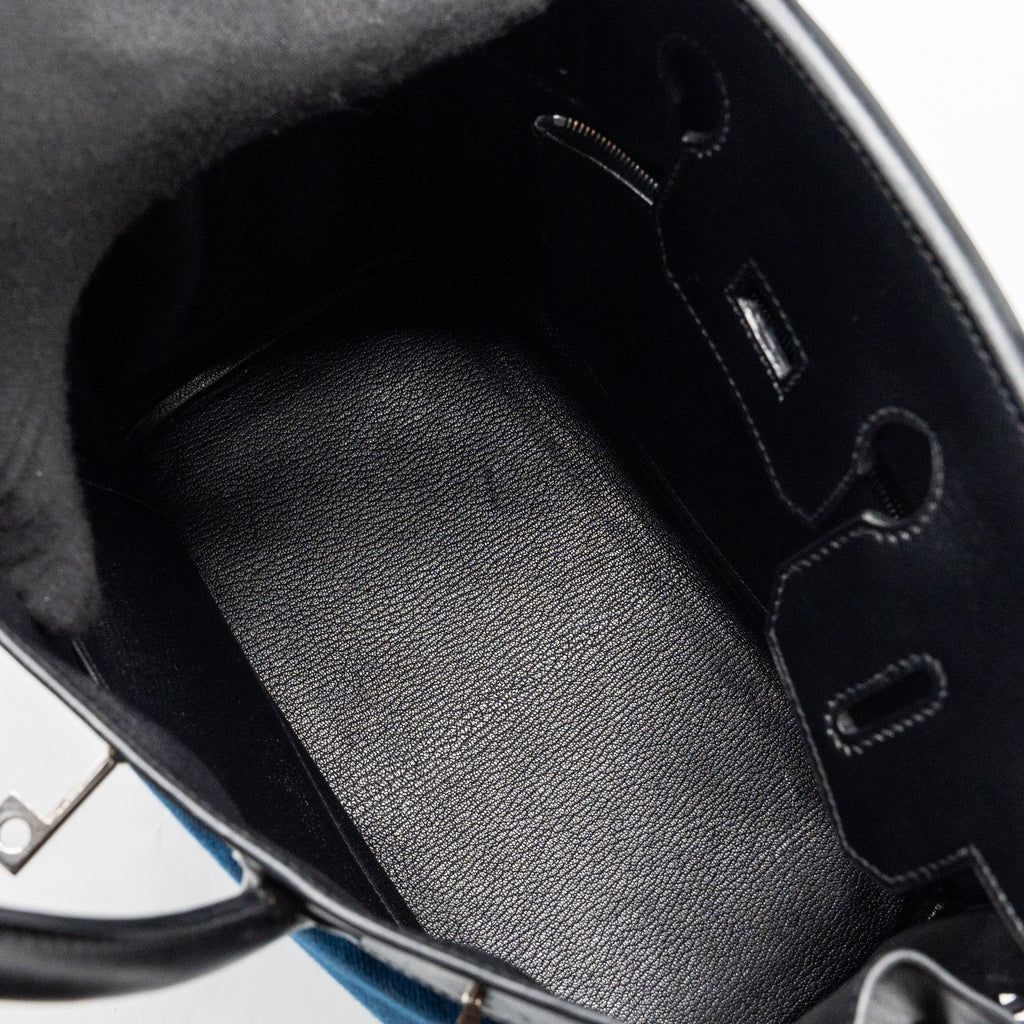 HERMES VINTAGE BIRKIN HAC 28 TOILE POTAMUS BLACK / BLUE SHW