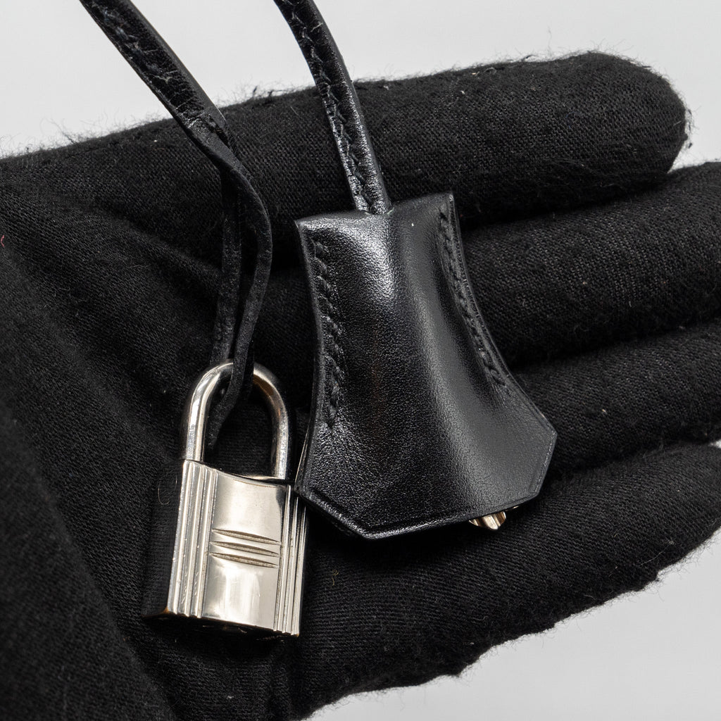 HERMES VINTAGE BIRKIN HAC 28 TOILE POTAMUS BLACK / BLUE SHW