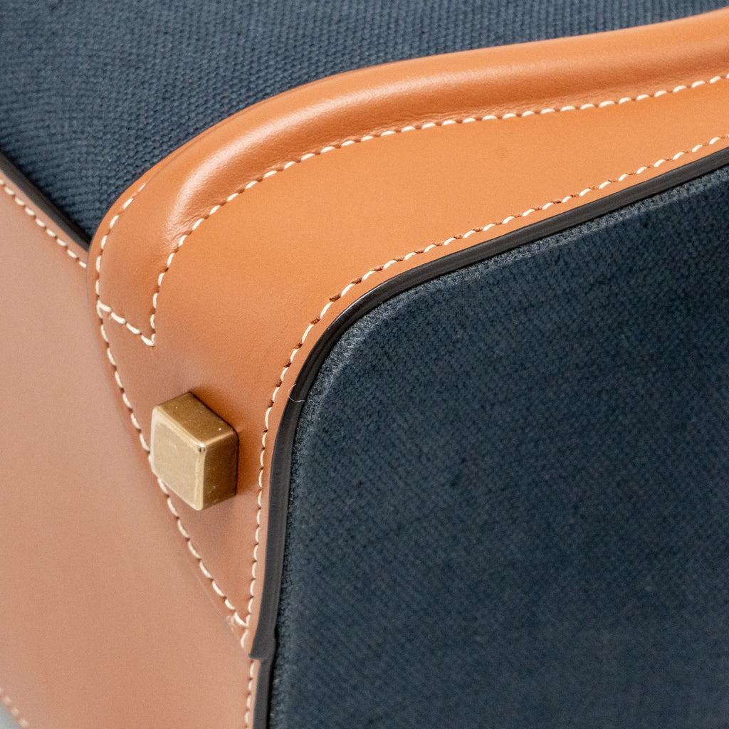 MICRO LUGGAGE BAG CALFSKIN/DENIM NAVY/TAN GHW