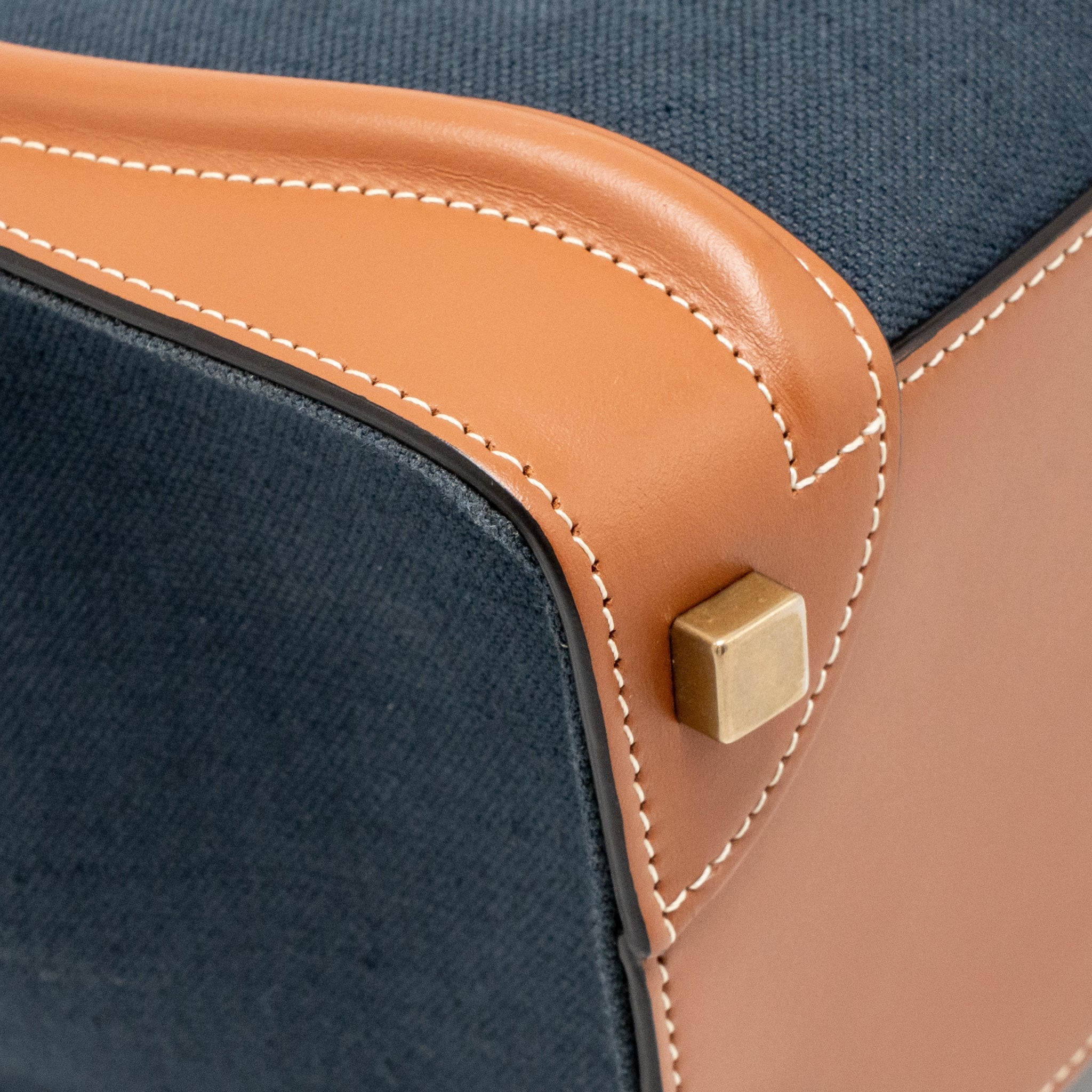 MICRO LUGGAGE BAG CALFSKIN/DENIM NAVY/TAN GHW