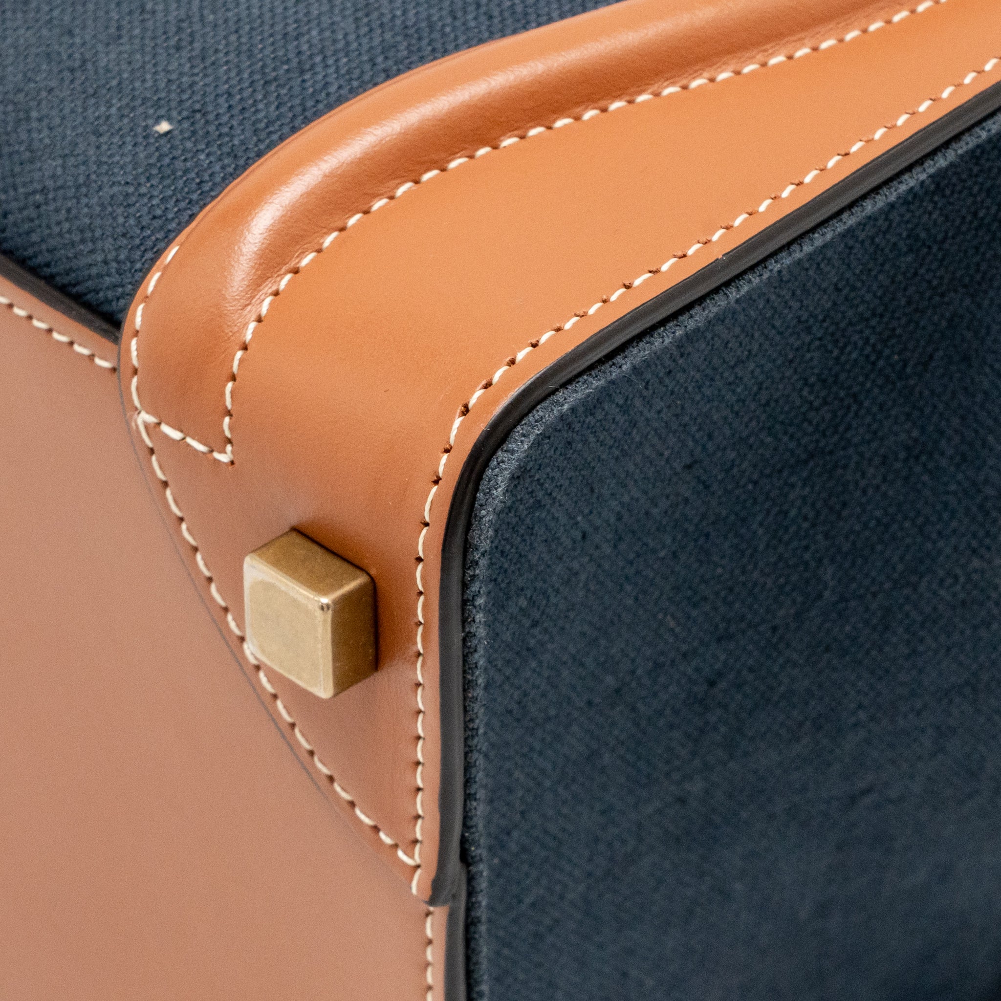 MICRO LUGGAGE BAG CALFSKIN/DENIM NAVY/TAN GHW