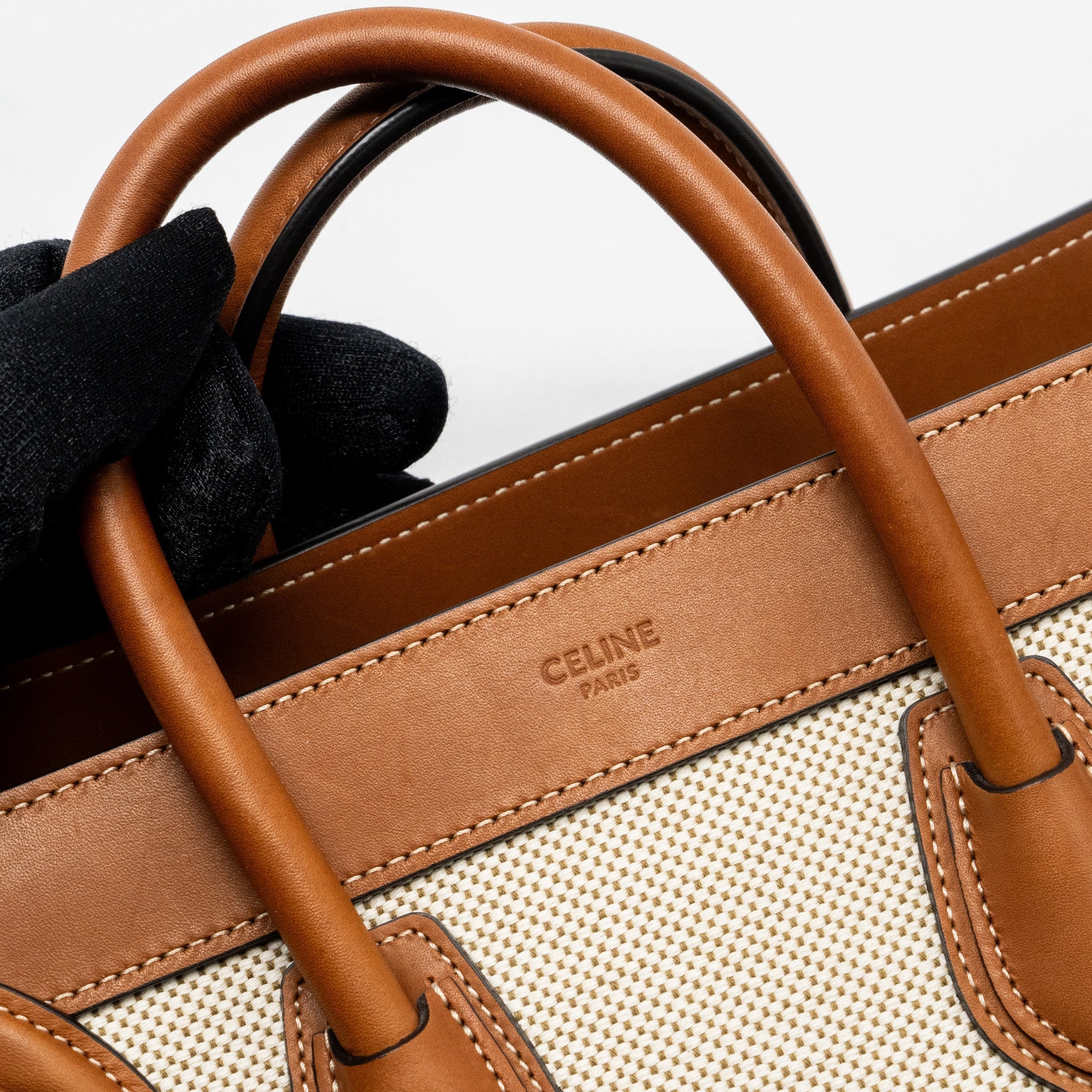 NANO LUGGAGE BAG CANVAS/LEATHER TAN/WHITE GHW