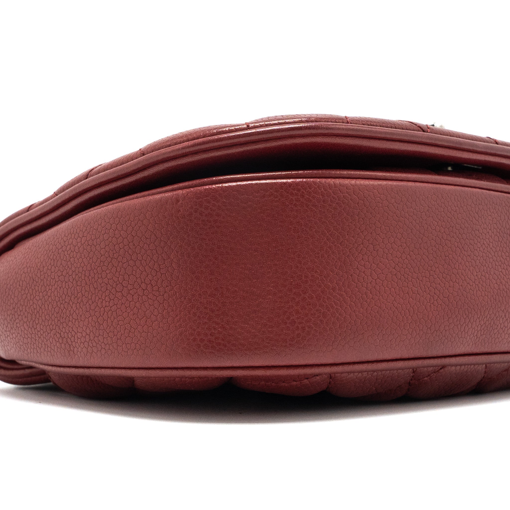 ROUND CROSSBODY MESSENGER BAG CAVIAR RED BRUSHED GOLD/RUTHENIUM SILVER HARDWARE