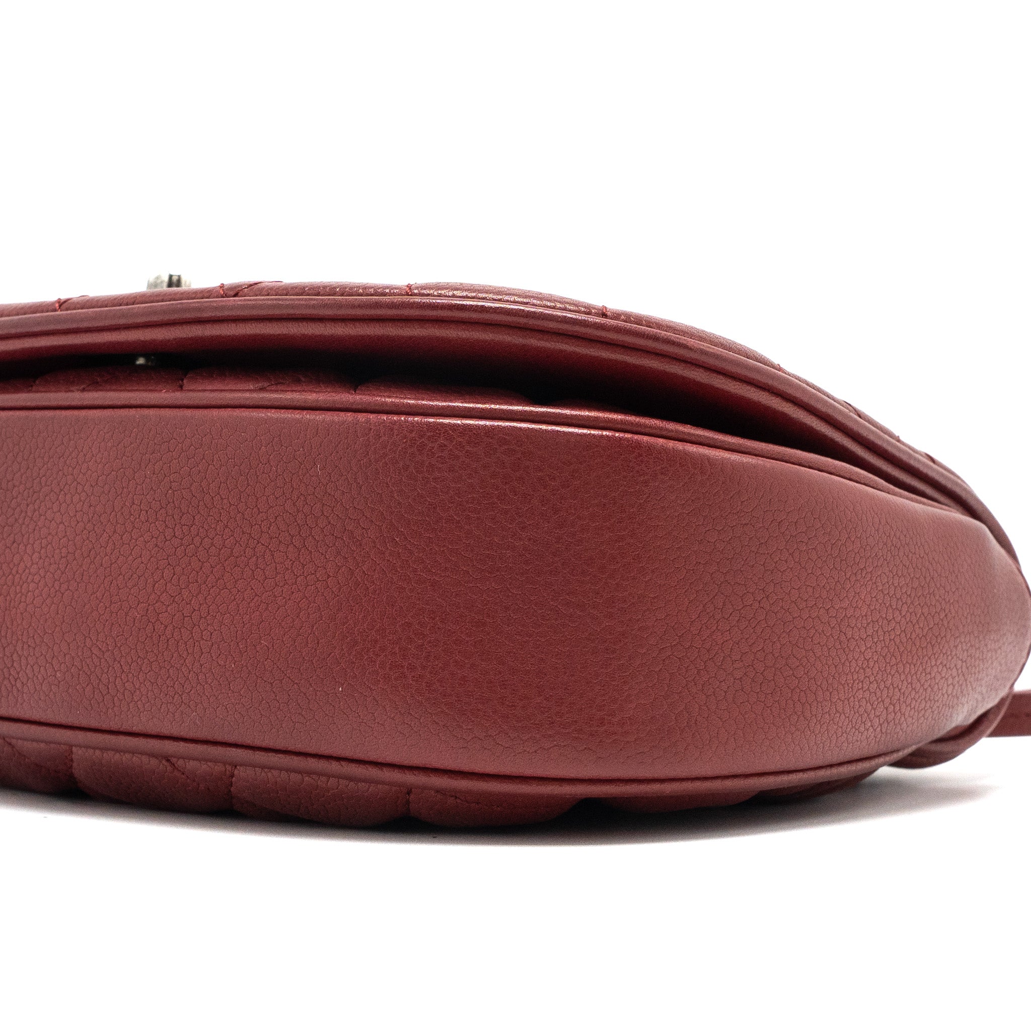 ROUND CROSSBODY MESSENGER BAG CAVIAR RED BRUSHED GOLD/RUTHENIUM SILVER HARDWARE
