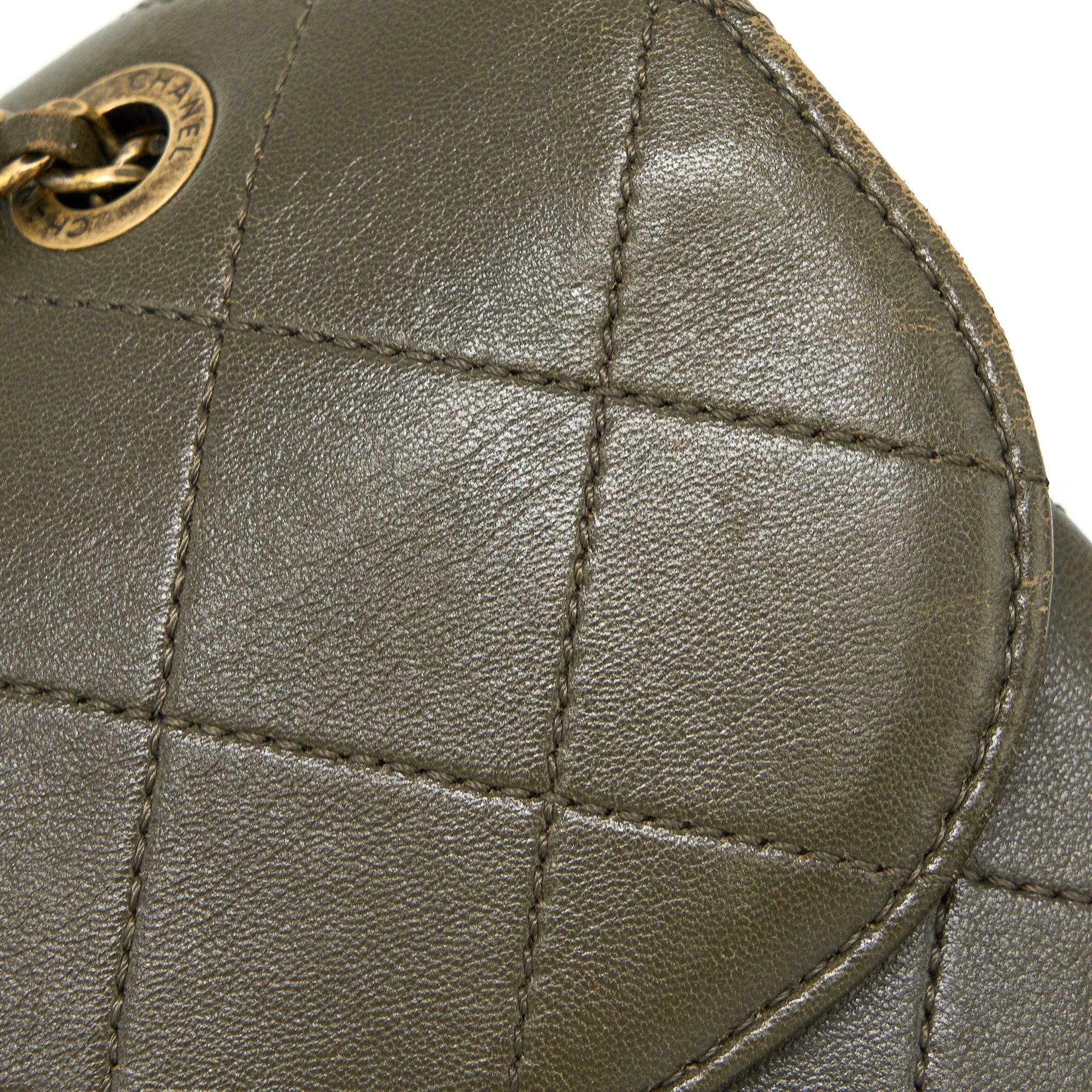 MESSENGER FLAP BAG LAMBSKIN OLIVE GREEN RUTHENIUM GHW